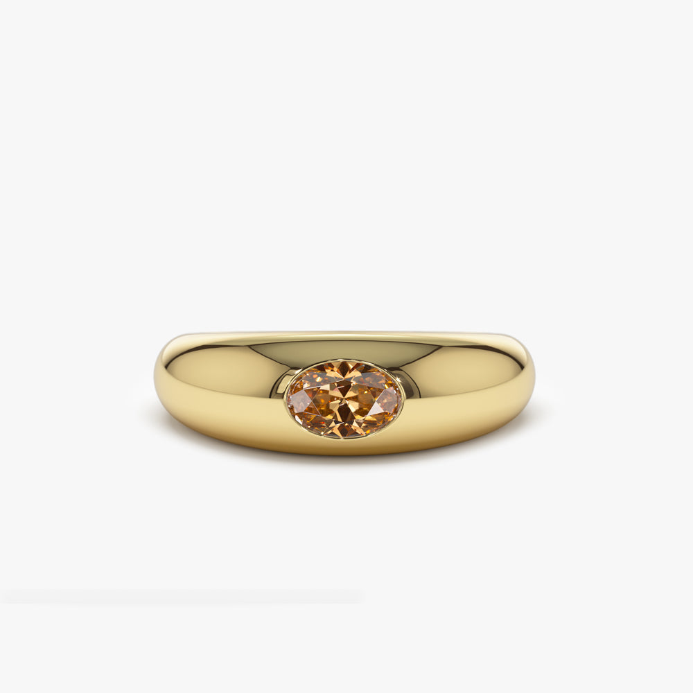 OBFJ1429 - 14k Flush Set Oval Citrine Dome Ring 1