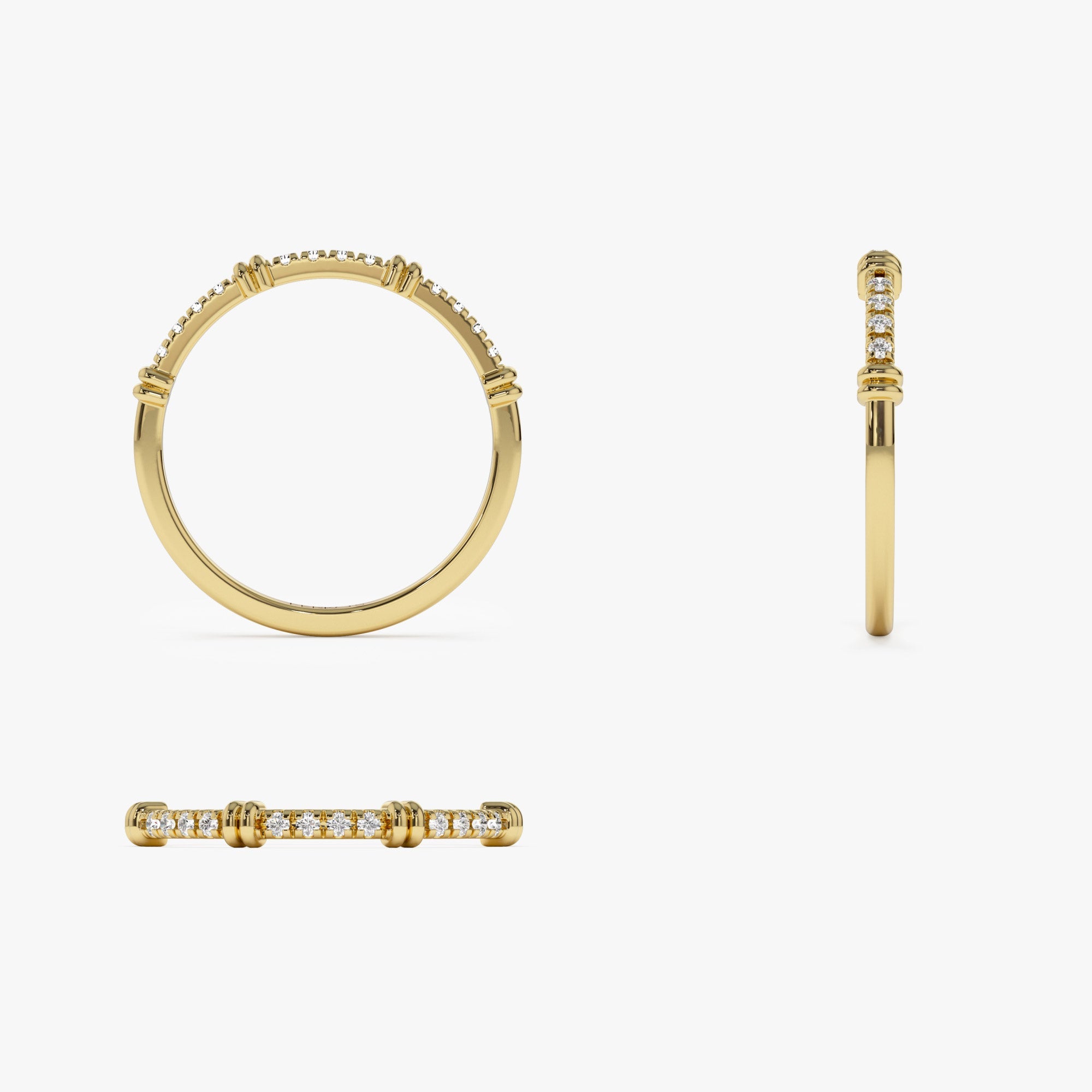 OBFJ1202 - 14k Unique Petite Diamond Stack Band 9