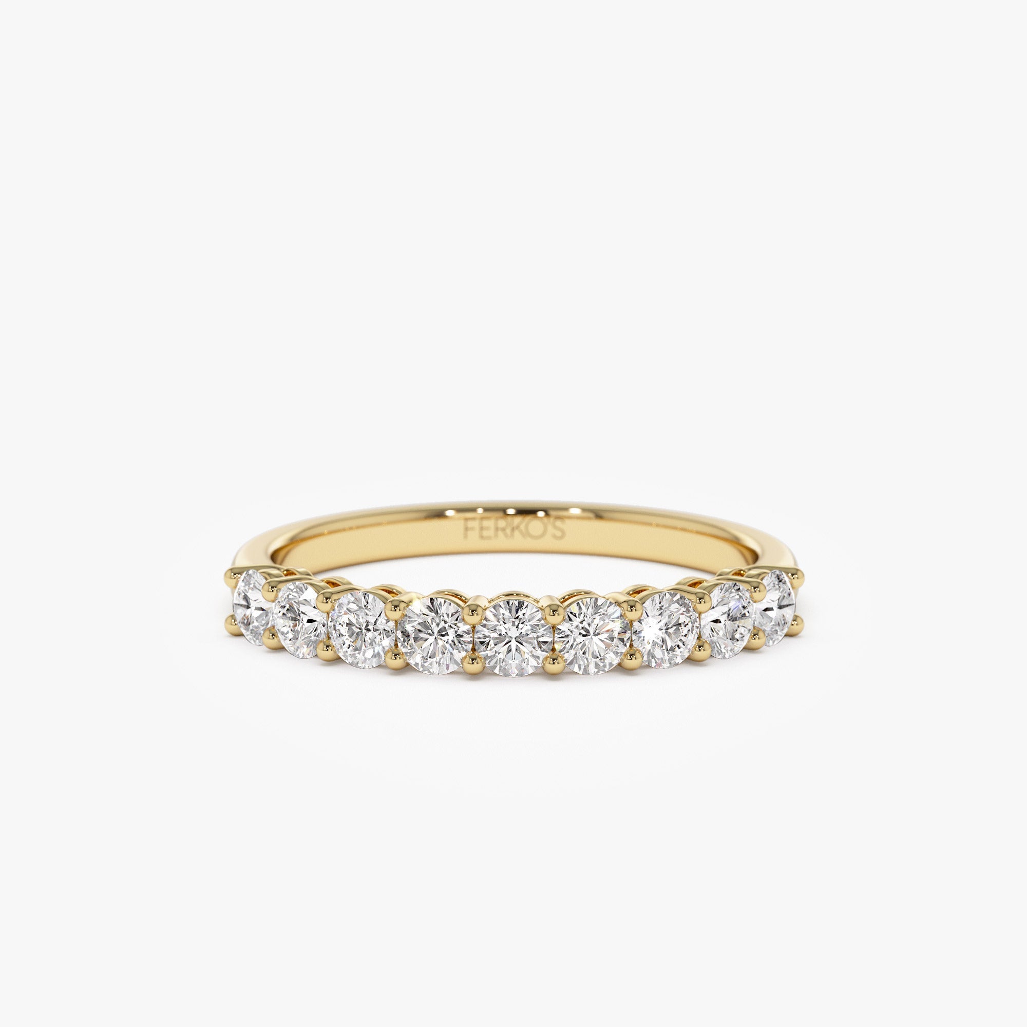 OBFJ1145 - 14k 0.55ctw 9 Stone Basket Setting Diamond Wedding Ring 1