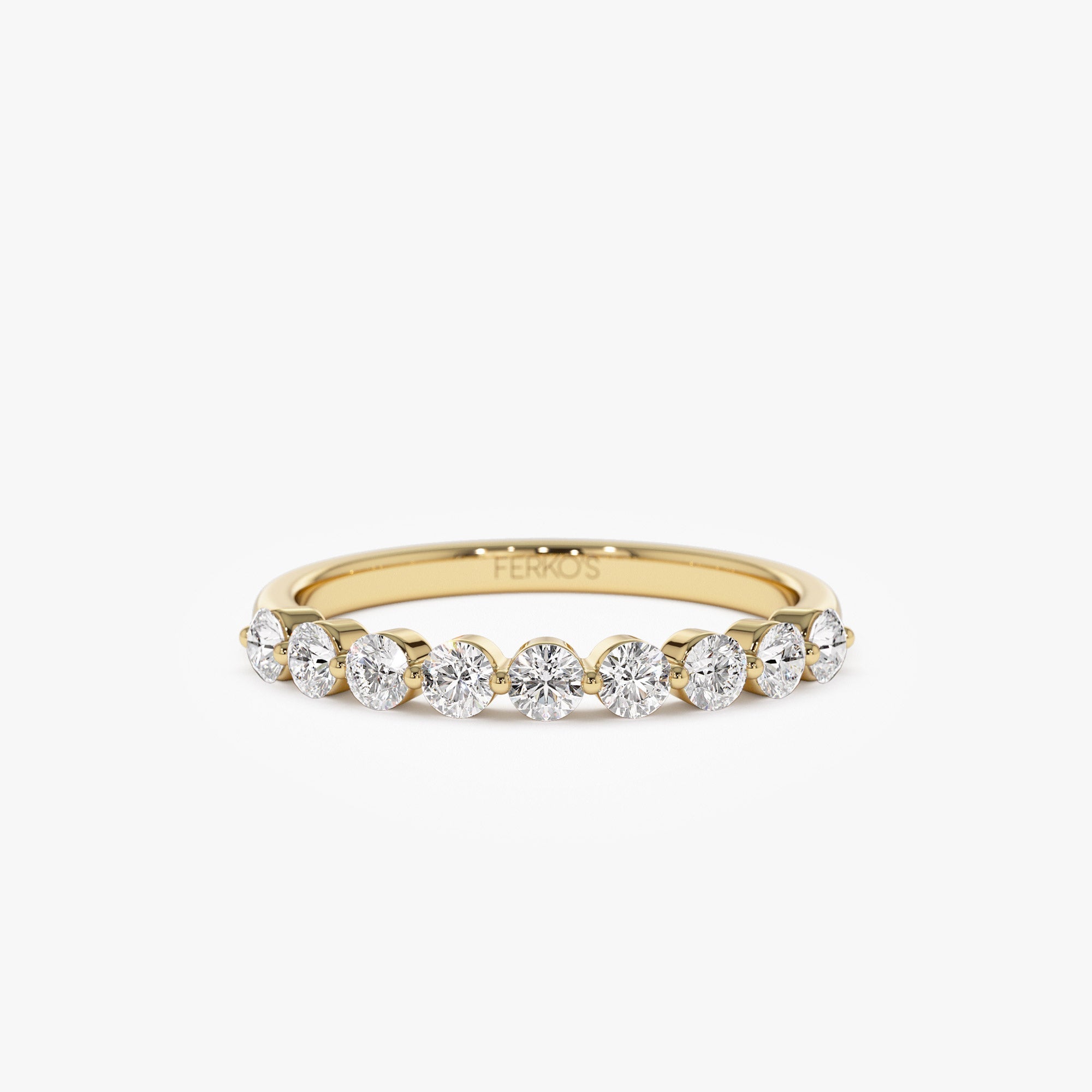 OBFJ1142 - 14k 0.55ctw 9 Stone Shared Prong Diamond Wedding Band 1
