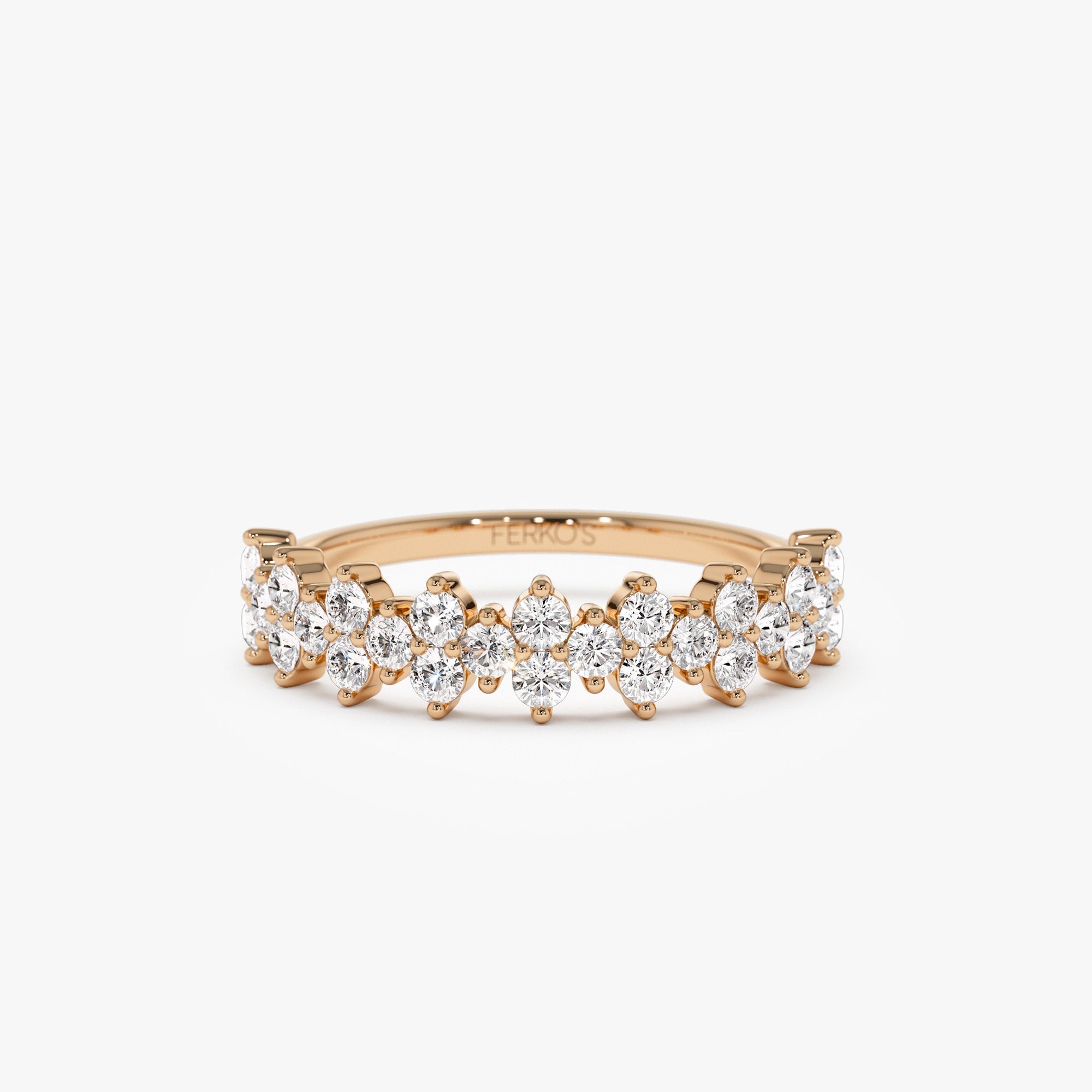 OBFJ1271 - Cluster Diamond Half Eternity Wedding Band ring in selectable metal and diamond options - Roselle Jewelry view 4