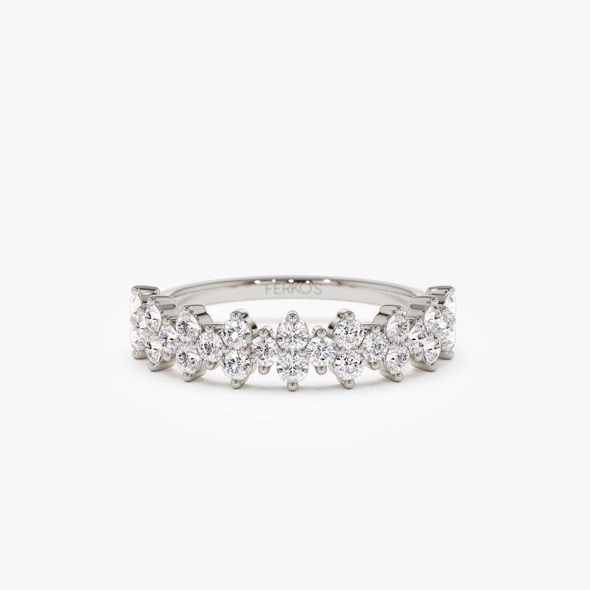 OBFJ1271 - Cluster Diamond Half Eternity Wedding Band ring in selectable metal and diamond options - Roselle Jewelry view 5