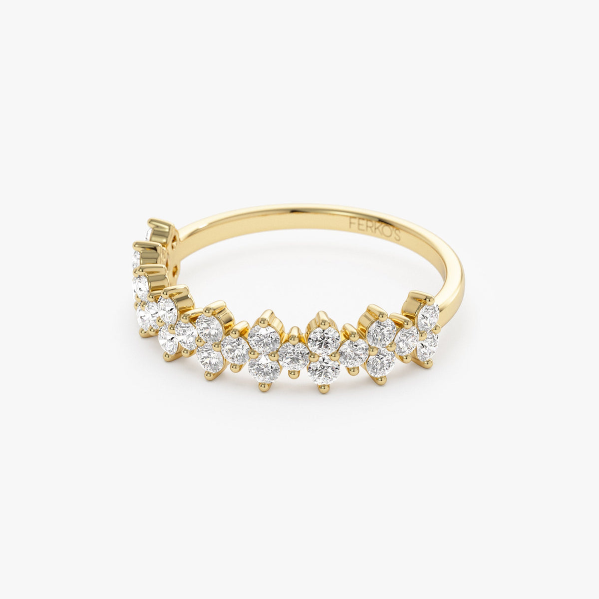 OBFJ1271 - Cluster Diamond Half Eternity Wedding Band ring in selectable metal and diamond options - Roselle Jewelry view 6