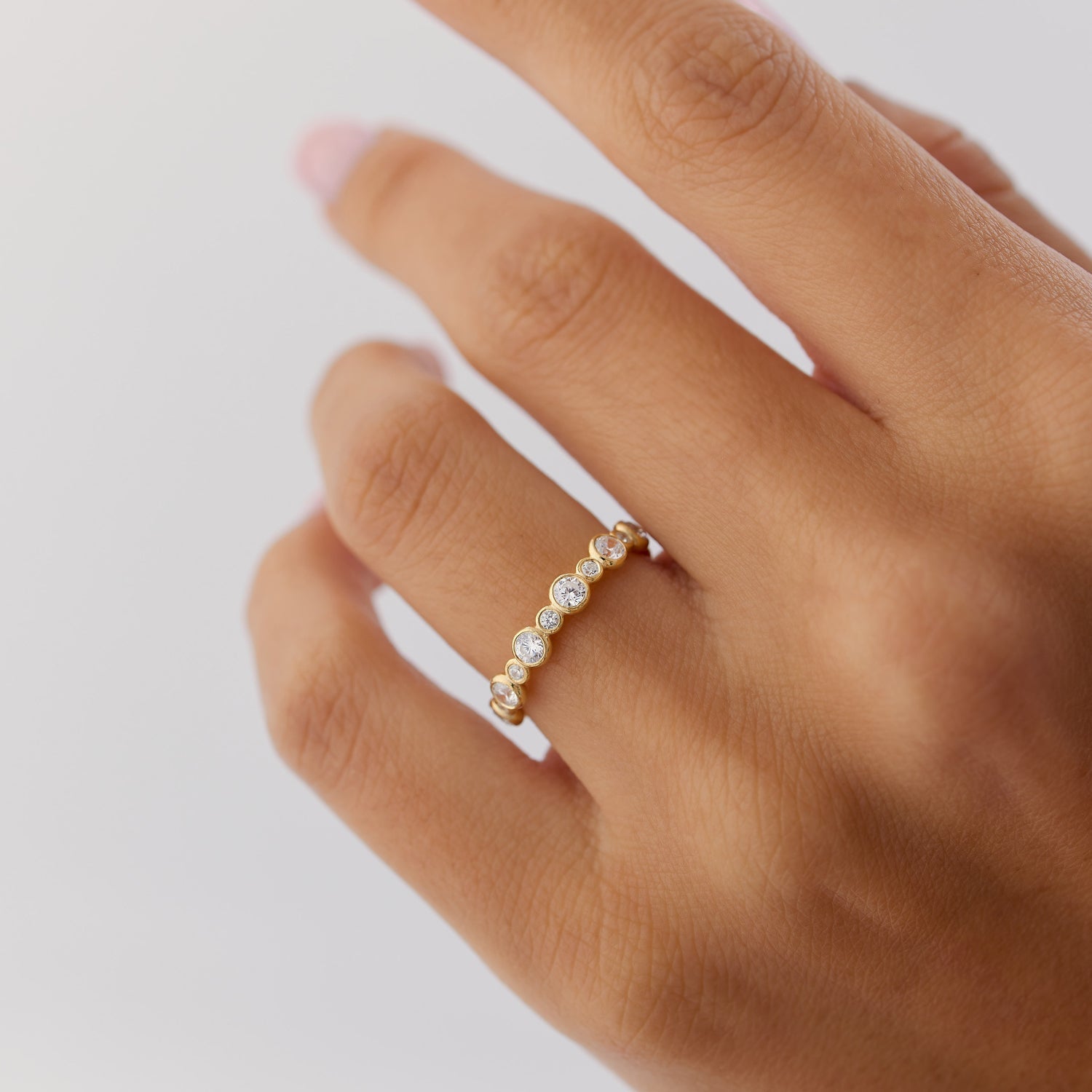 OBFJ1422 - 14k Gold Bubble Diamond 3/4 Eternity Wedding Ring 2