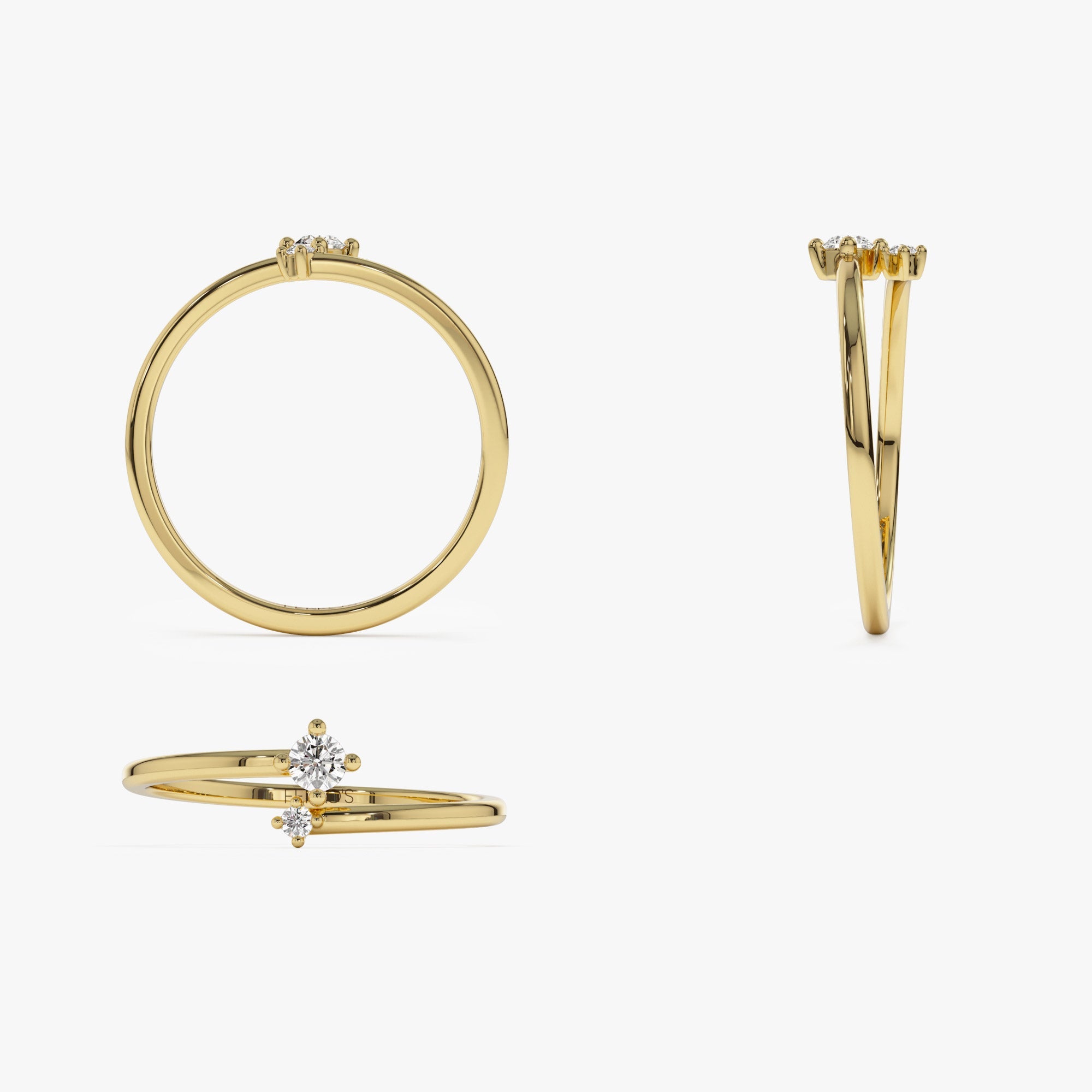 OBFJ1387 - 14k Petite Diamond Duo Ring 7