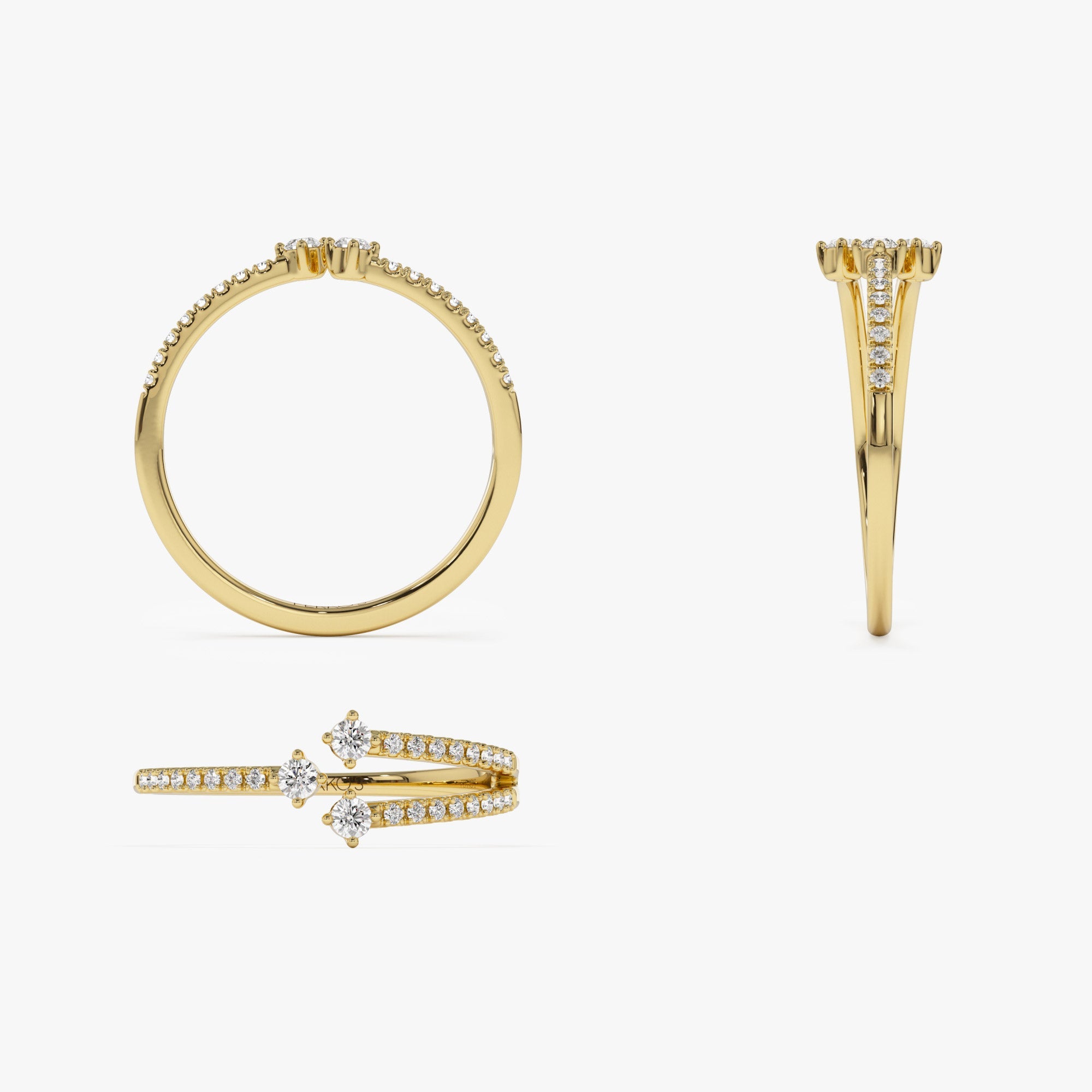 OBFJ1277 - 14k Unique Diamond Crossover Ring For Women 8