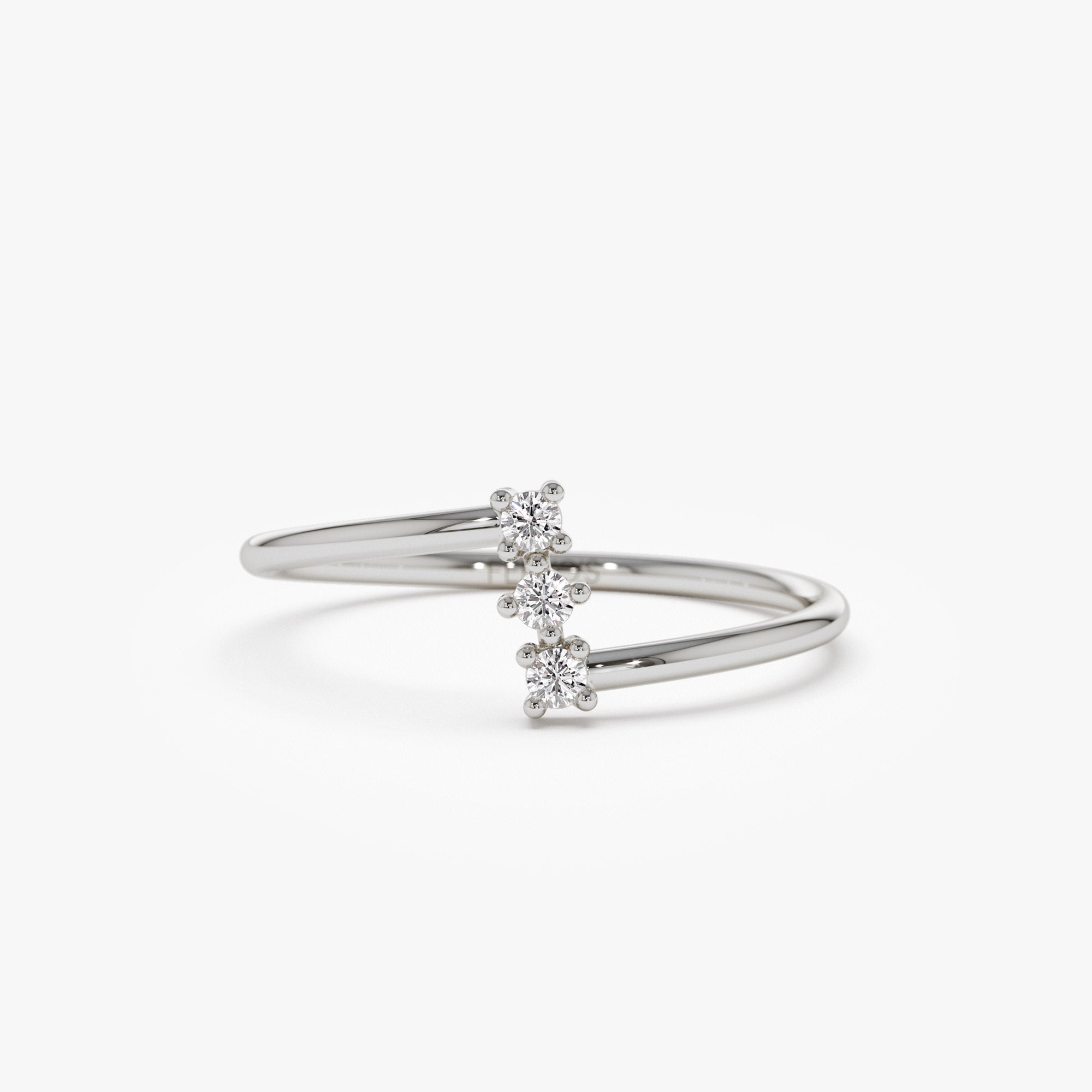 OBFJ1275 - Vertical Three Stone Natural Diamond Ring ring in selectable metal and diamond options - Roselle Jewelry view 5