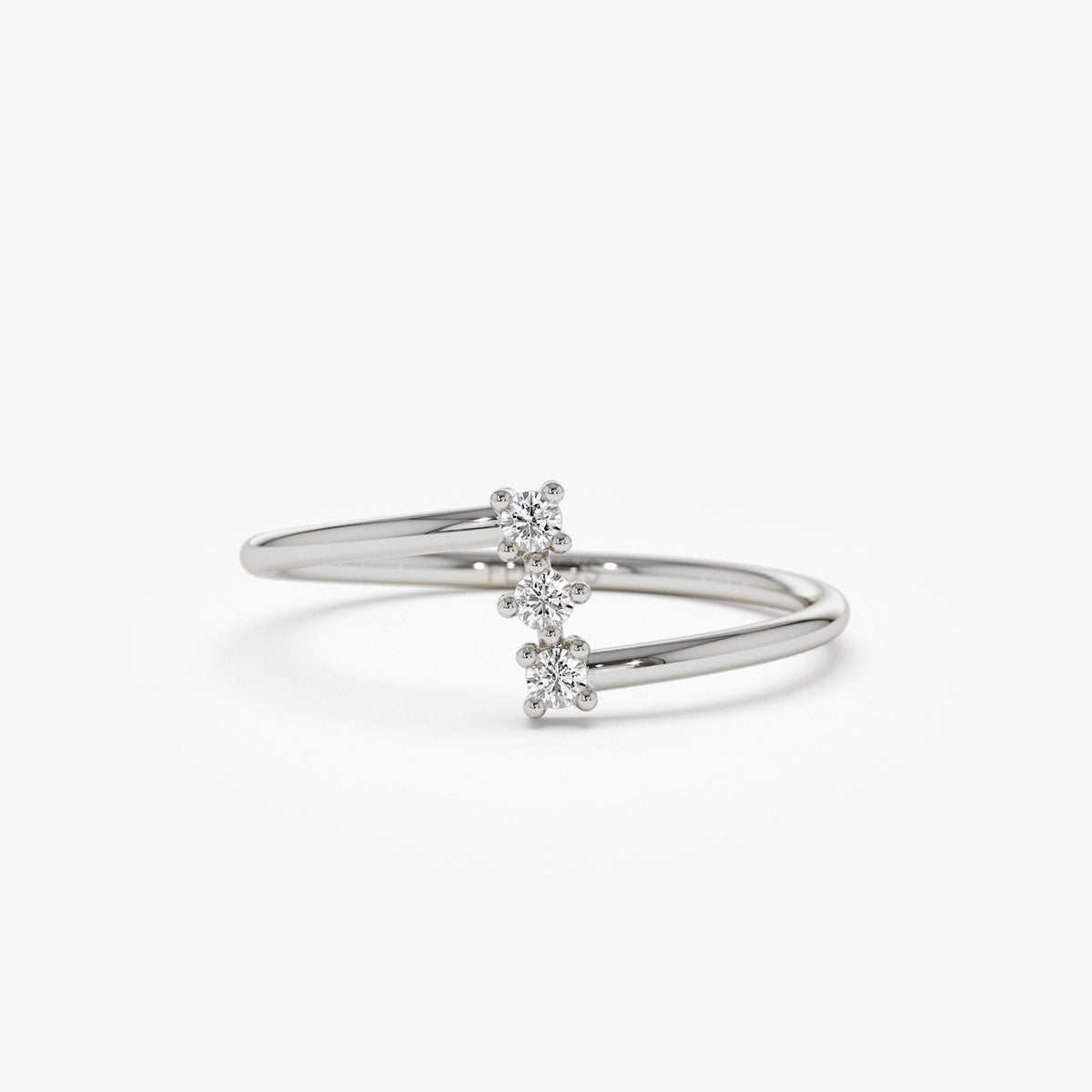 OBFJ1275 - Vertical Three Stone Natural Diamond Ring ring in selectable metal and diamond options - Roselle Jewelry view 5