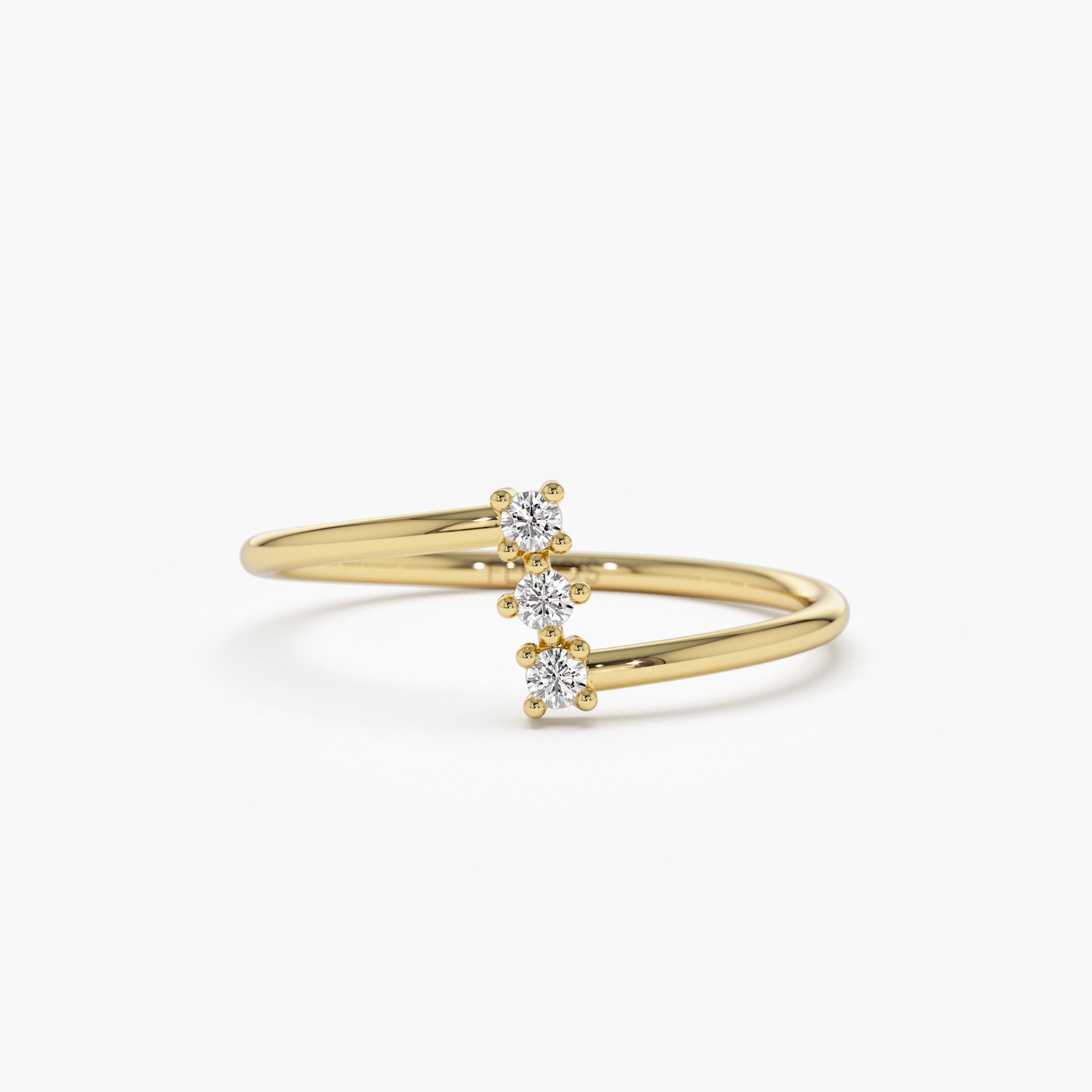 OBFJ1275 - Vertical Three Stone Natural Diamond Ring ring in selectable metal and diamond options - Roselle Jewelry view 1