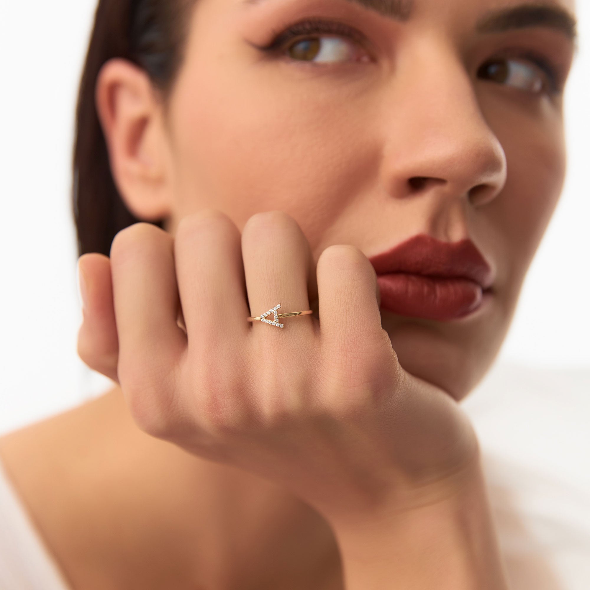 OBFJ1368 - 14k Sideways Diamond Letter Personalized Ring 2