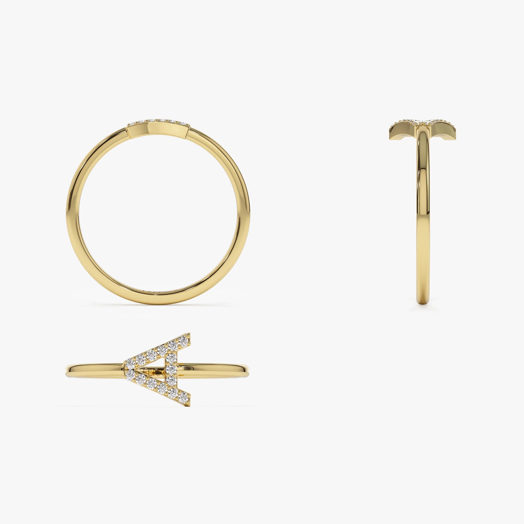 OBFJ1368 - 14k Sideways Diamond Letter Personalized Ring 9