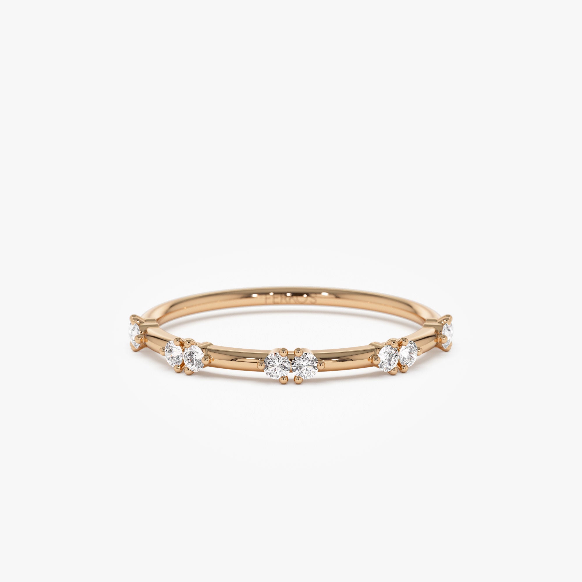 OBFJ1248 - Dainty Stacking Diamond Wedding Band ring in selectable metal and diamond options - Roselle Jewelry view 5
