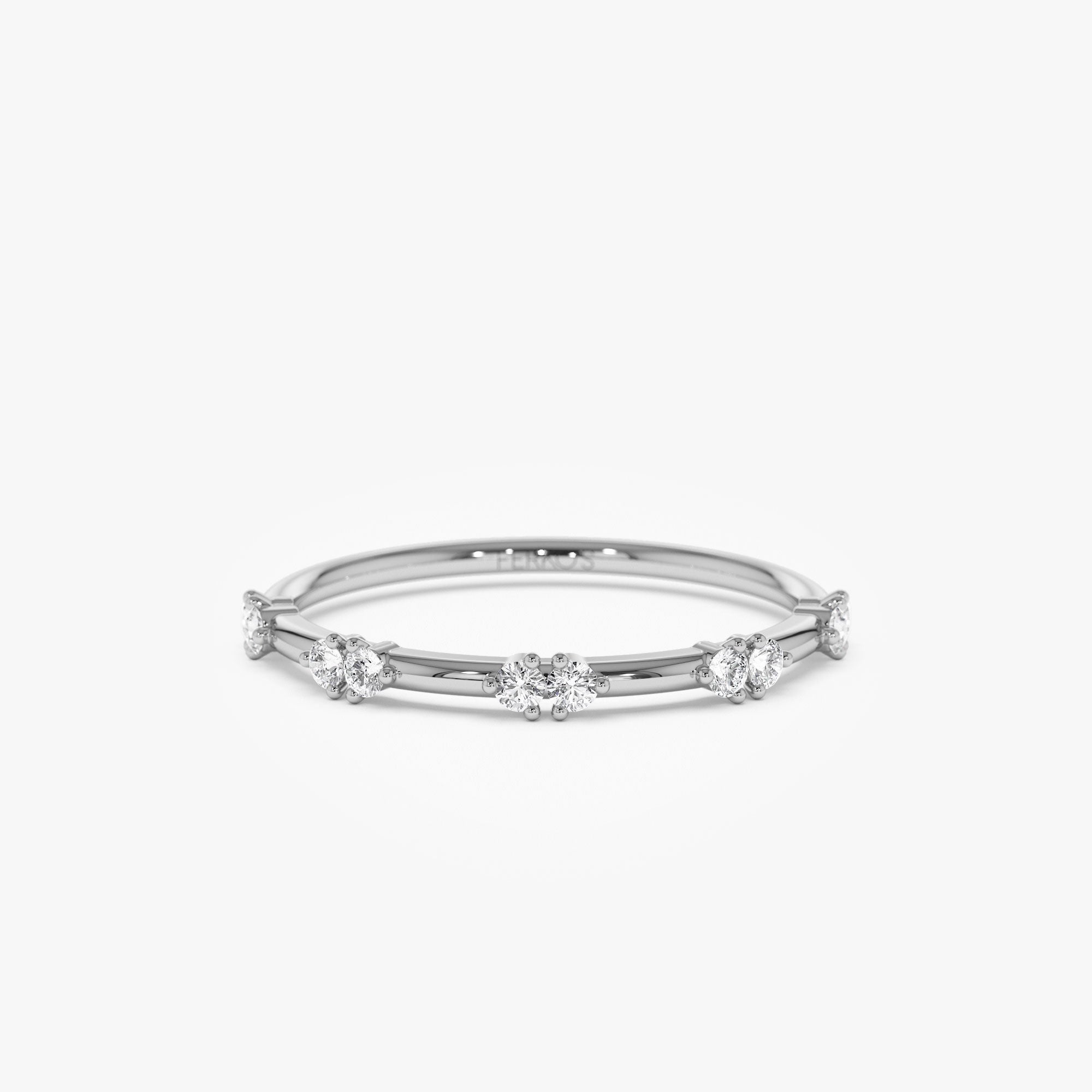 OBFJ1248 - Dainty Stacking Diamond Wedding Band ring in selectable metal and diamond options - Roselle Jewelry view 6