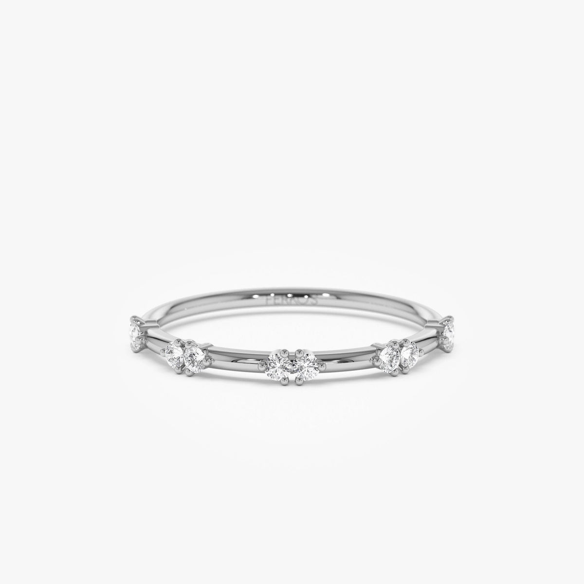 OBFJ1248 - Dainty Stacking Diamond Wedding Band ring in selectable metal and diamond options - Roselle Jewelry view 6