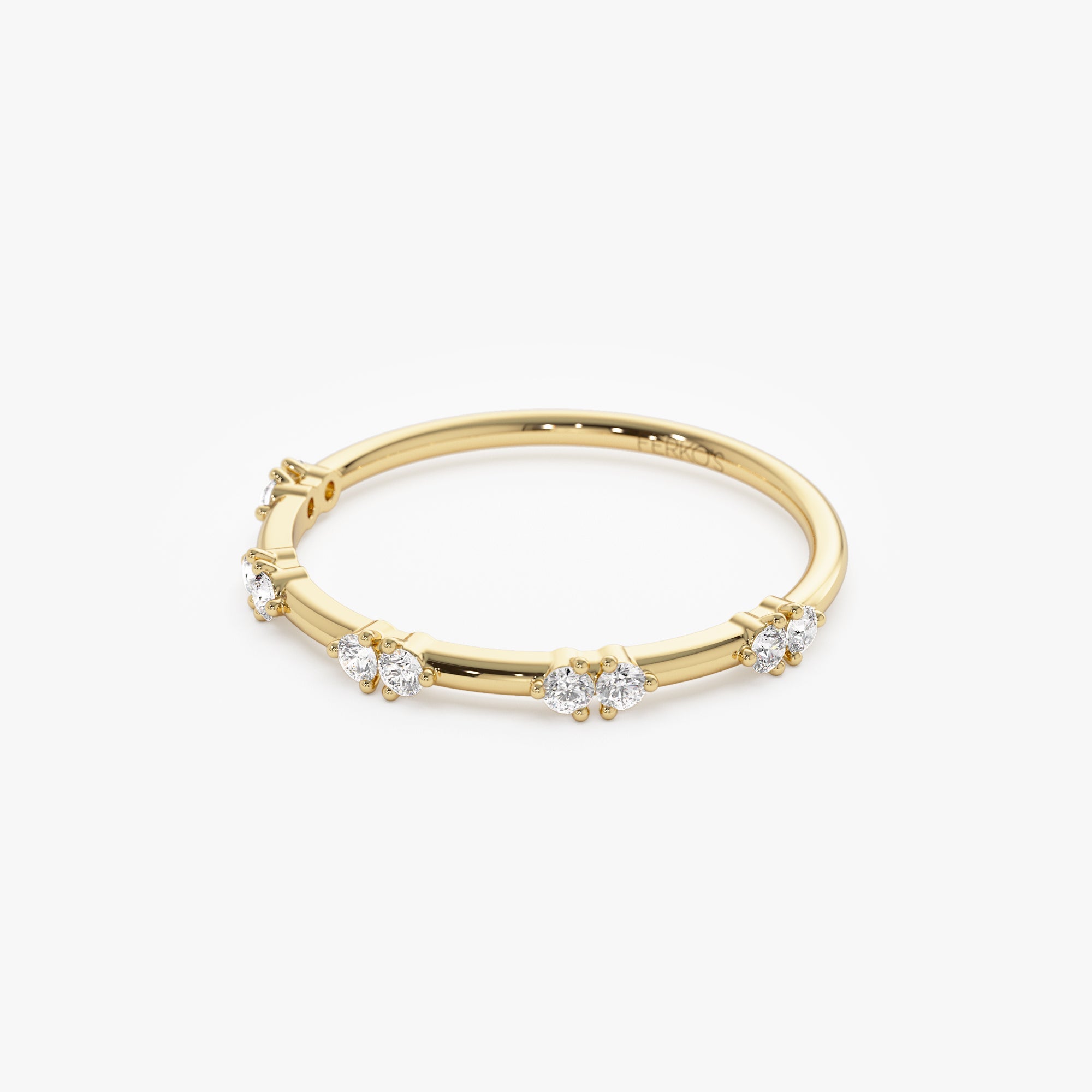 OBFJ1248 - Dainty Stacking Diamond Wedding Band ring in selectable metal and diamond options - Roselle Jewelry view 7