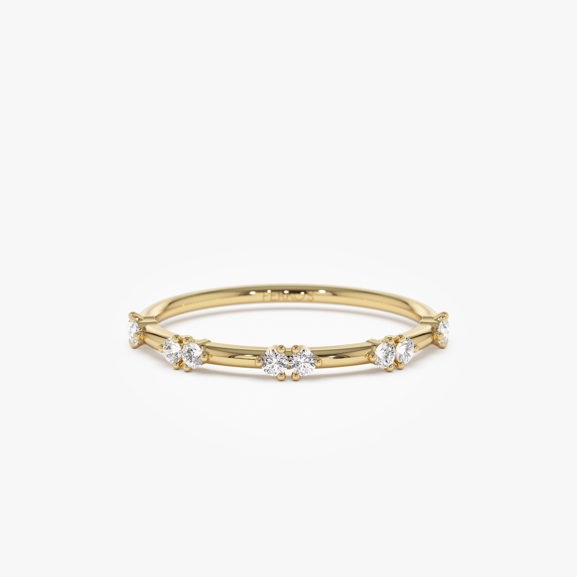 OBFJ1248 - Dainty Stacking Diamond Wedding Band ring in selectable metal and diamond options - Roselle Jewelry view 1
