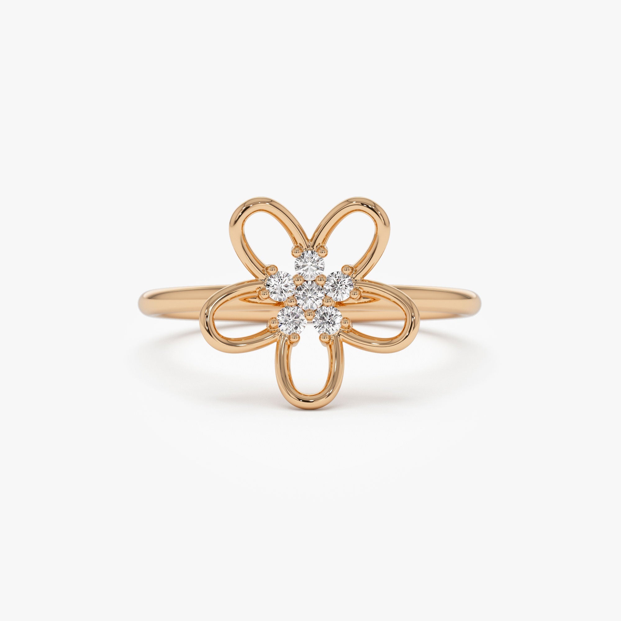OBFJ1245 - 14k Diamond Flower Ring 5