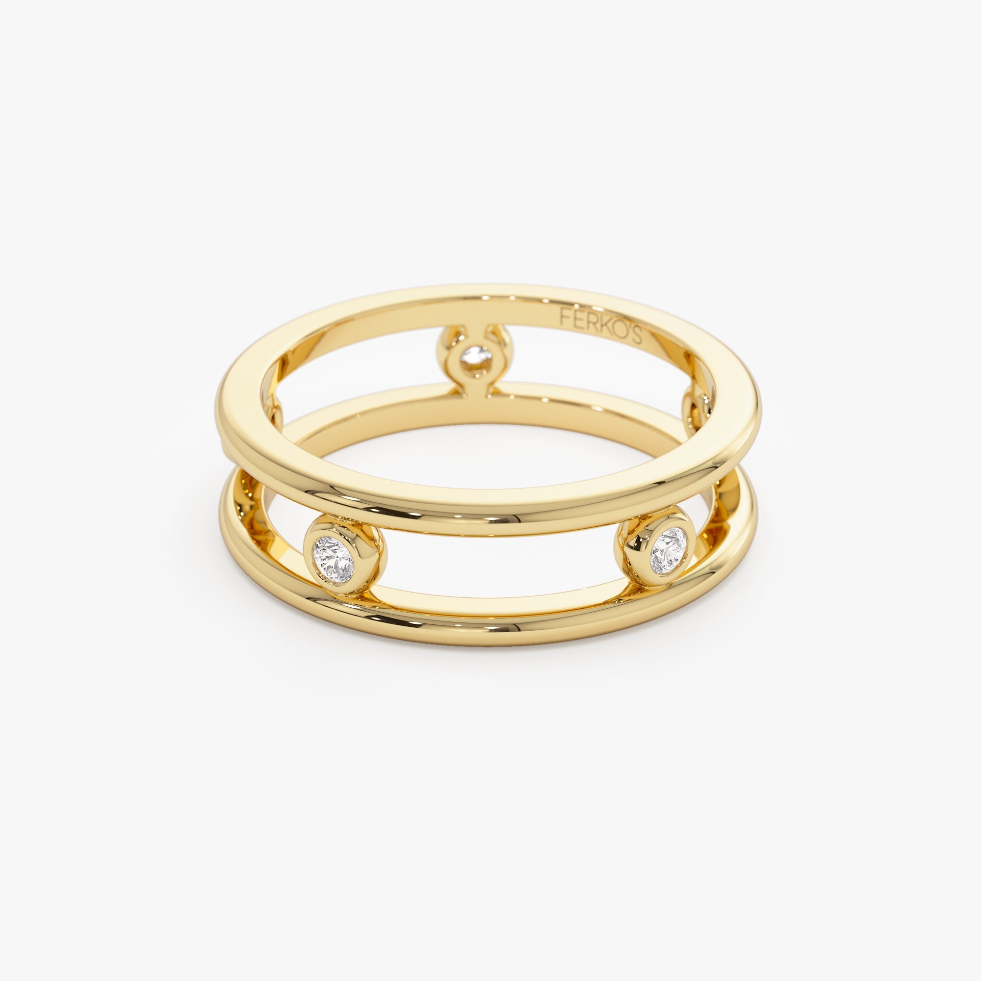 OBFJ1244 - Natural Diamond Bezel Setting Double Band Ring ring in selectable metal and diamond options - Roselle Jewelry view 7
