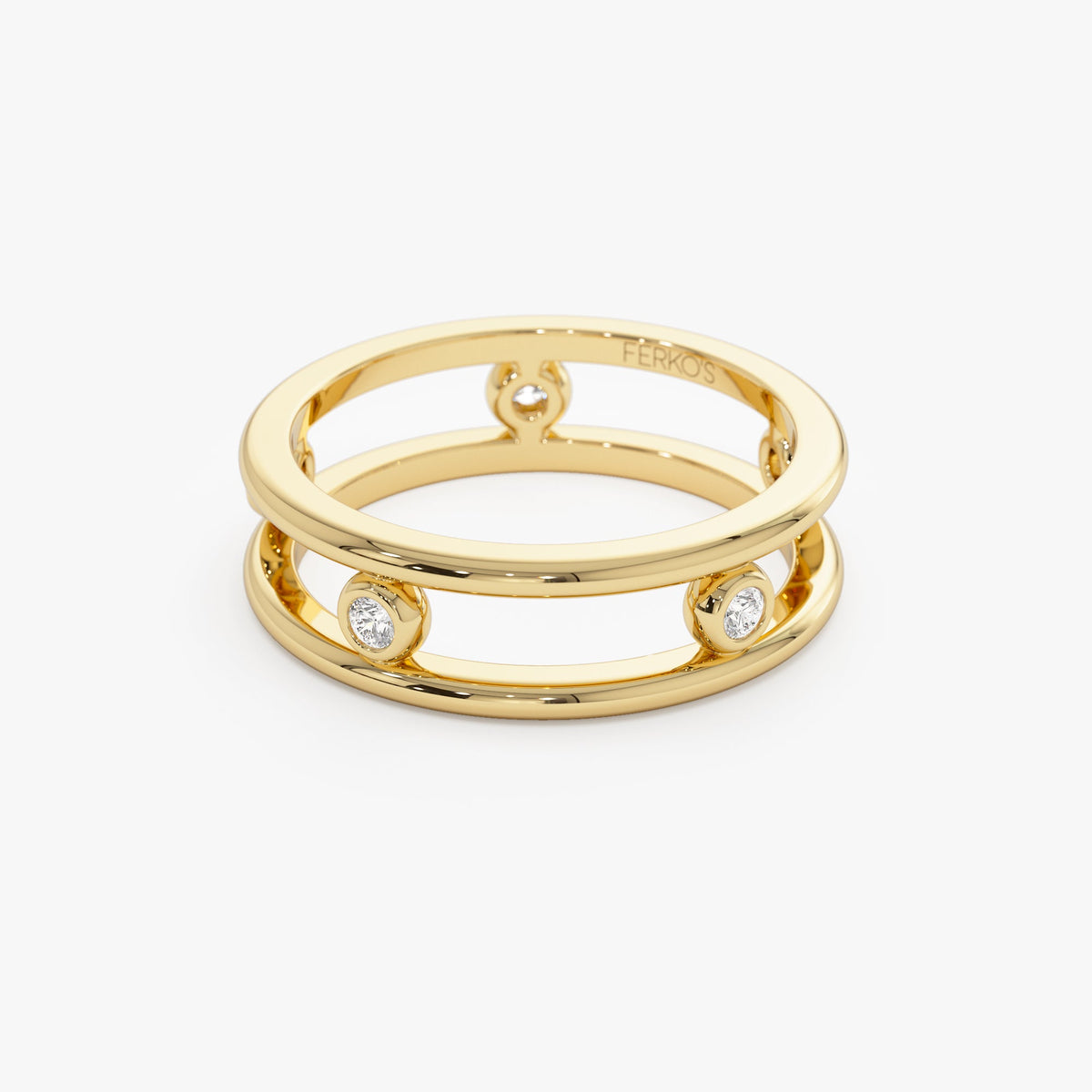 OBFJ1244 - Natural Diamond Bezel Setting Double Band Ring ring in selectable metal and diamond options - Roselle Jewelry view 7