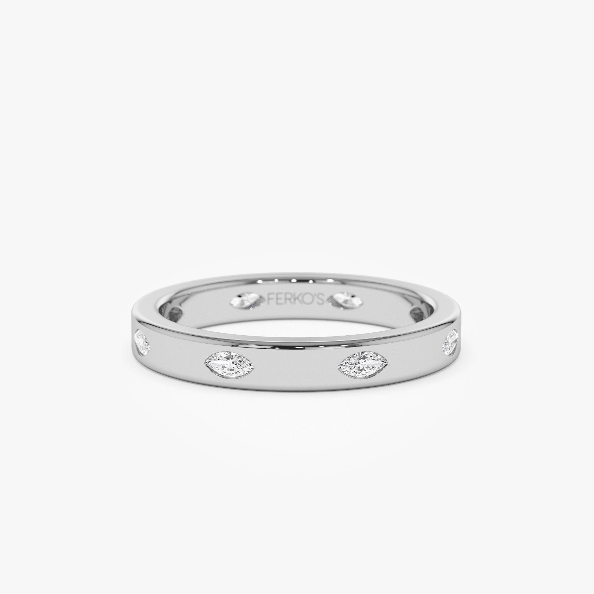 OBFJ1307 - 14k Marquise Shaped Full Eternity Flush Setting Diamond Band 7