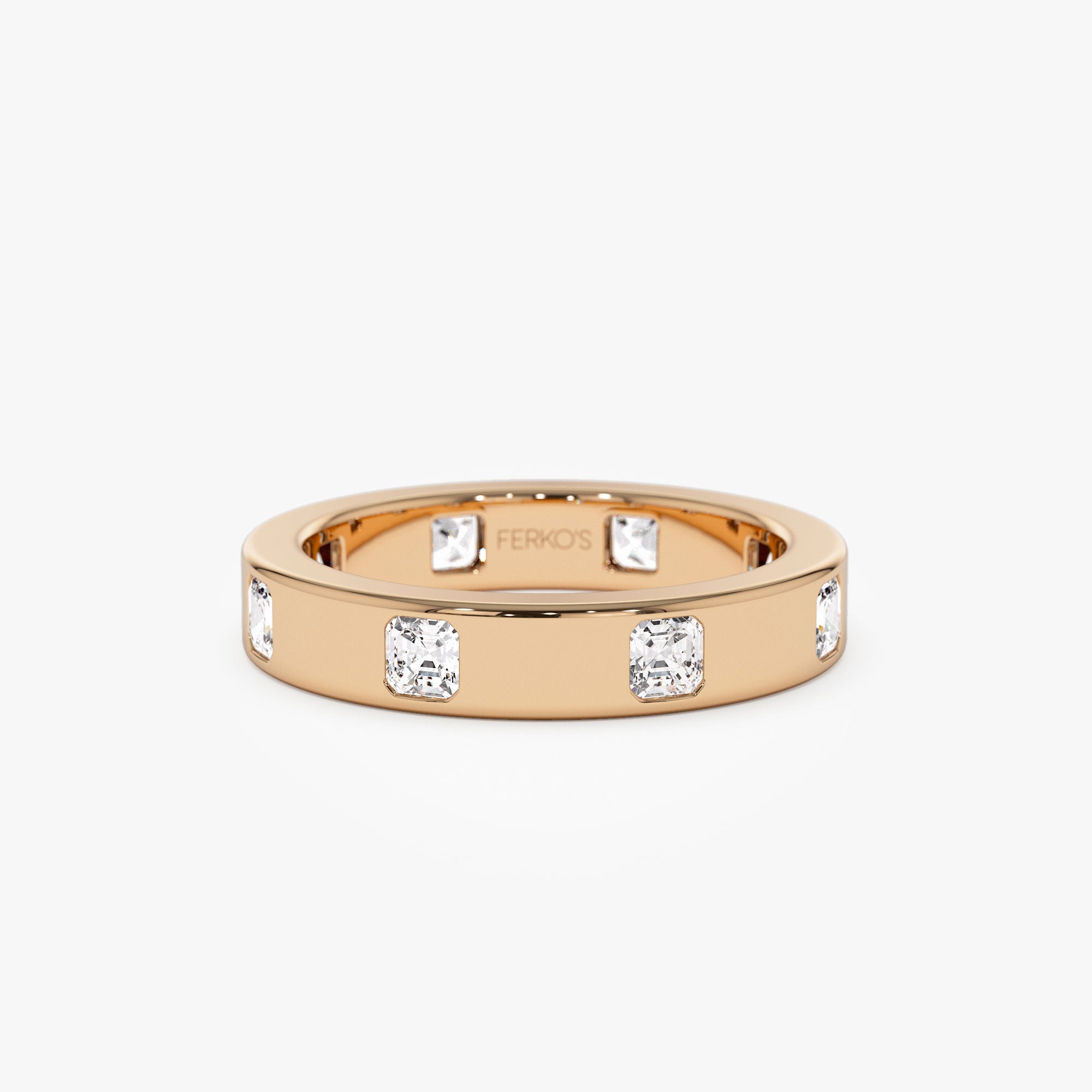 OBFJ1310 - 14k Asscher Cut Full Eternity Flush Setting Diamond Band 4