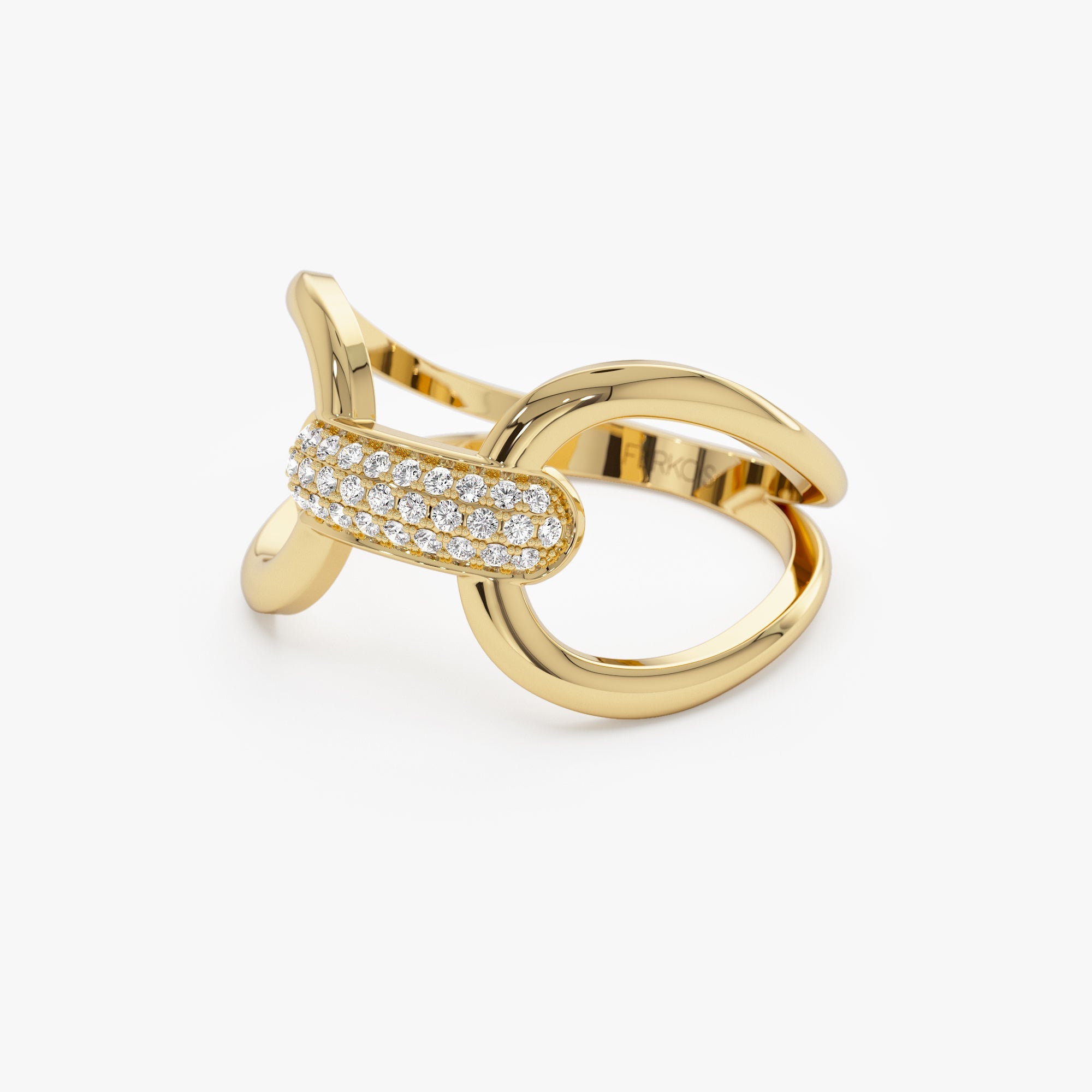 OBFJ1286 - 14K Gold Folded Micro Pave Diamond Ring 7