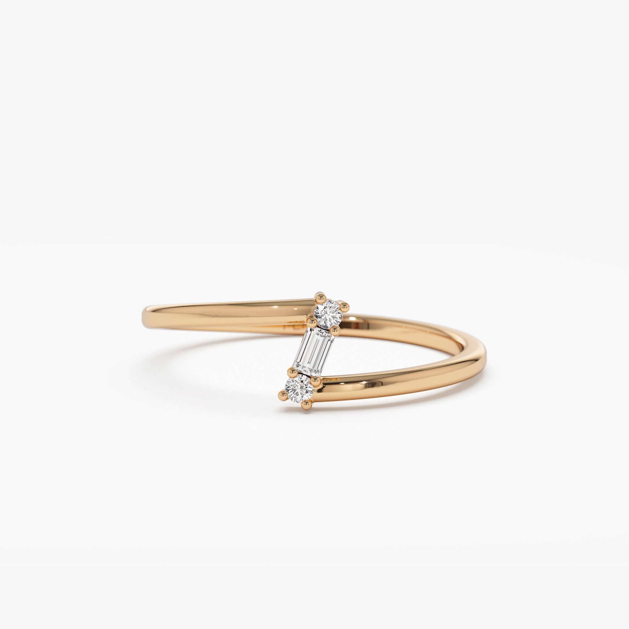 OBFJ1304 - 14k Dainty Diagonal Baguette Diamond Ring 4