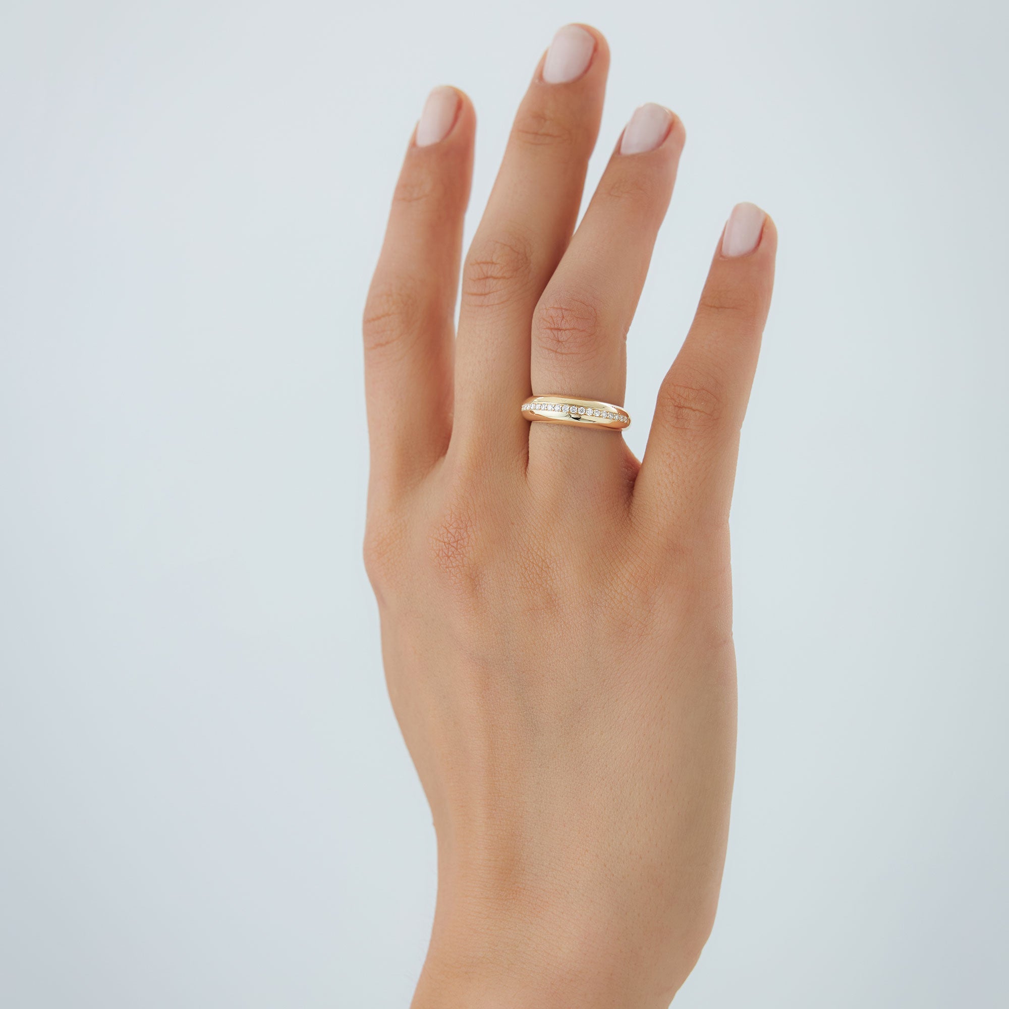 OBFJ1236 - 14k Gold Diamond Dome Balloon Ring 3