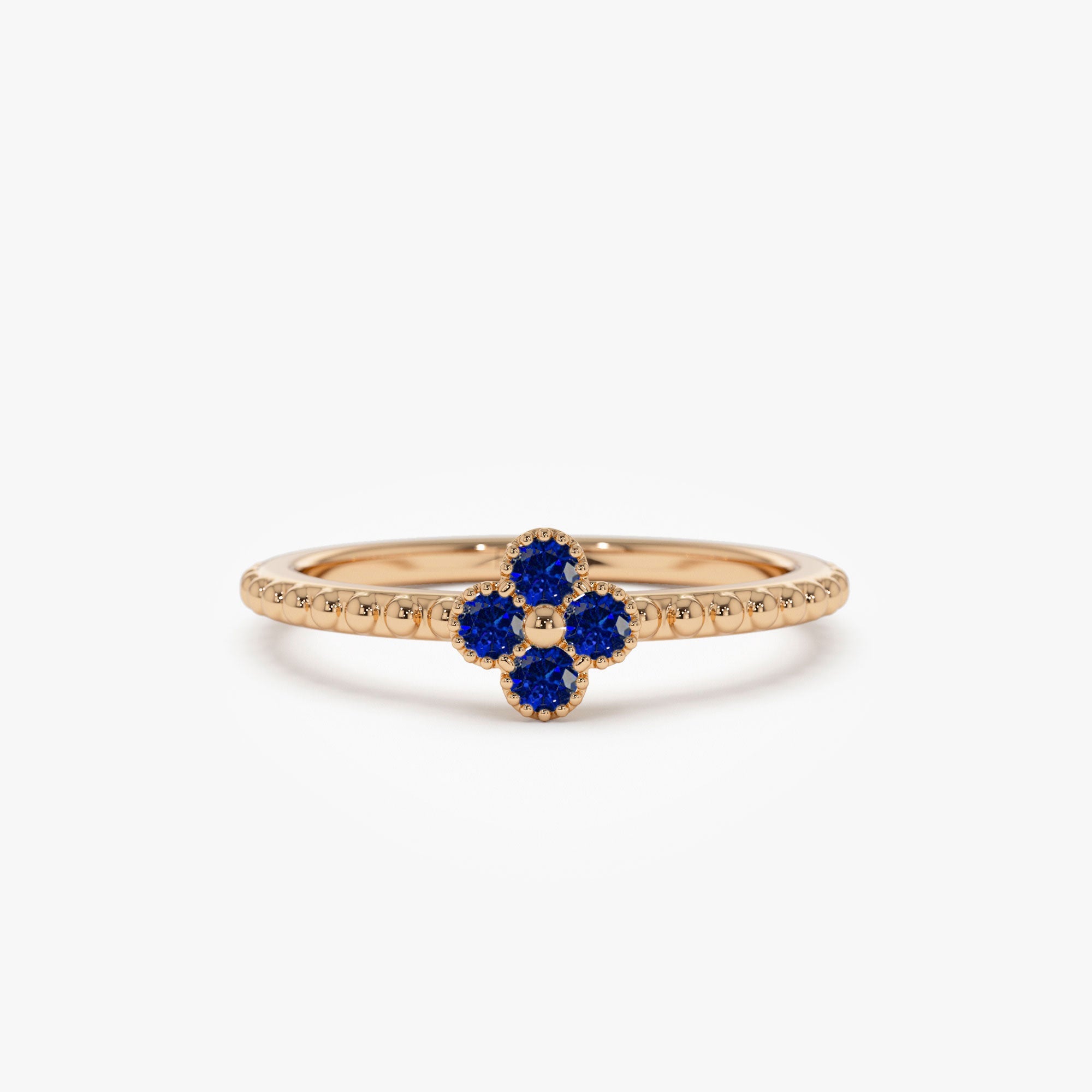 OBFJ1326 - Sapphire Clover Ring ring in selectable metal and diamond options - Roselle Jewelry view 4