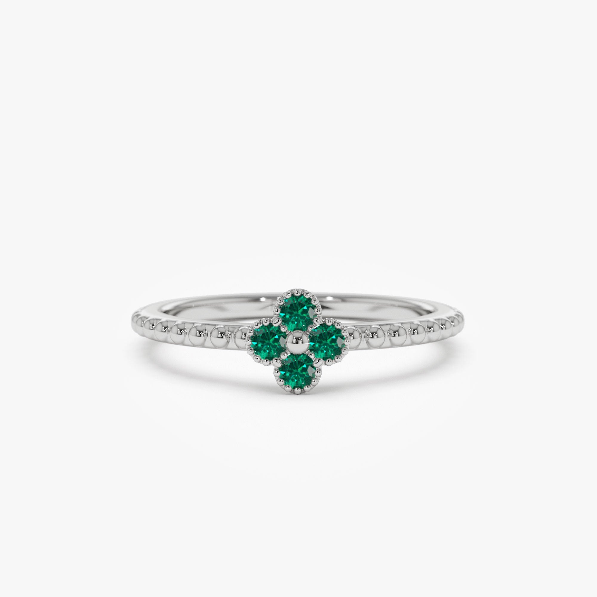 OBFJ1328 - 14k Emerald Clover Ring 7