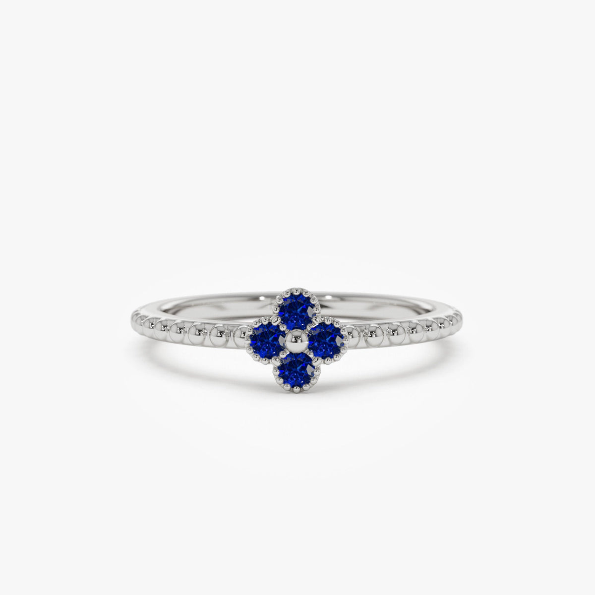 OBFJ1326 - Sapphire Clover Ring ring in selectable metal and diamond options - Roselle Jewelry view 5