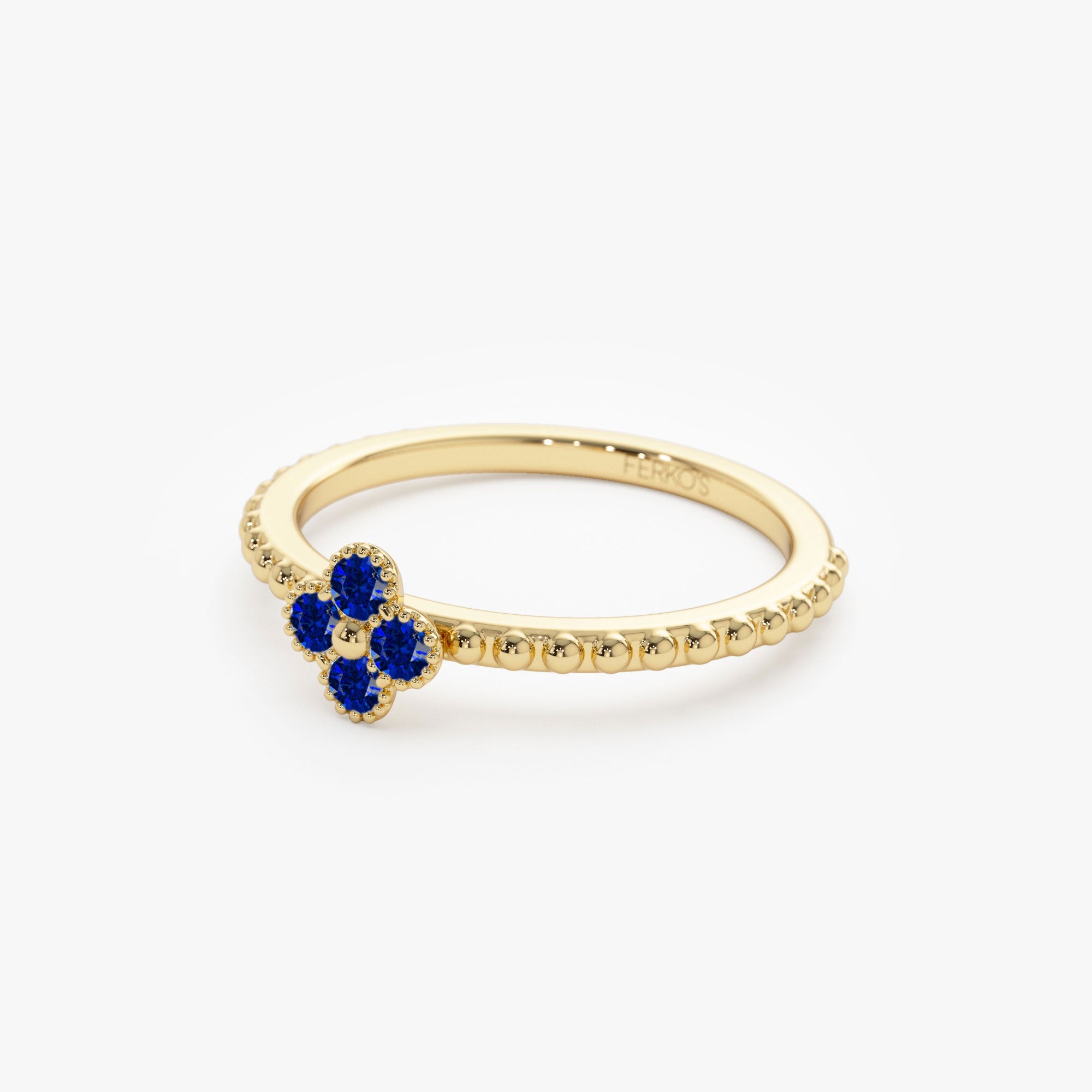 OBFJ1326 - Sapphire Clover Ring ring in selectable metal and diamond options - Roselle Jewelry view 6