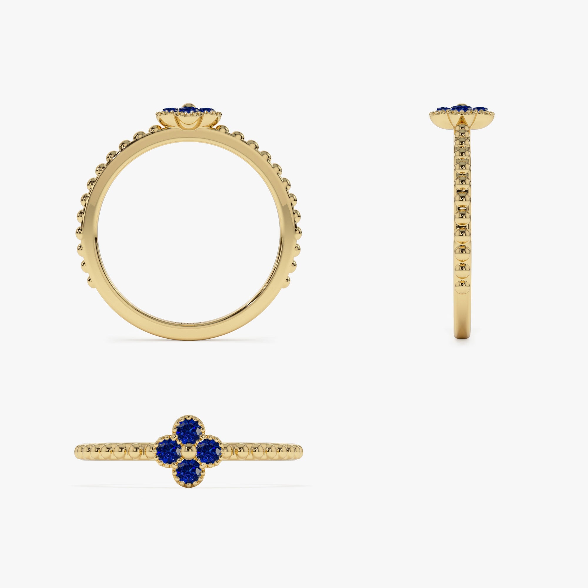 OBFJ1326 - Sapphire Clover Ring ring in selectable metal and diamond options - Roselle Jewelry view 7