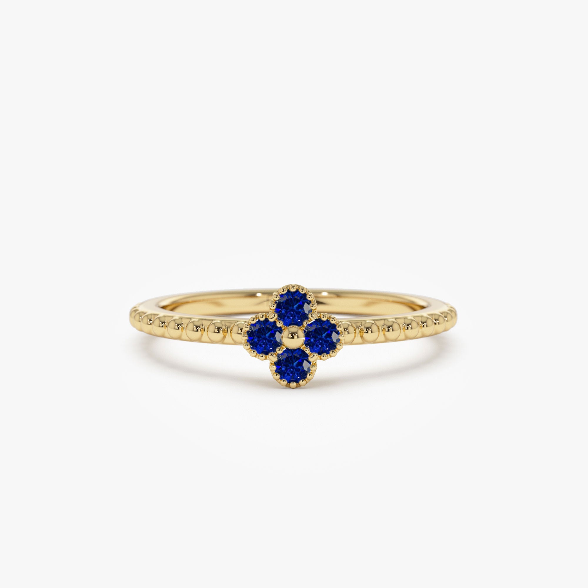 OBFJ1326 - Sapphire Clover Ring ring in selectable metal and diamond options - Roselle Jewelry view 1