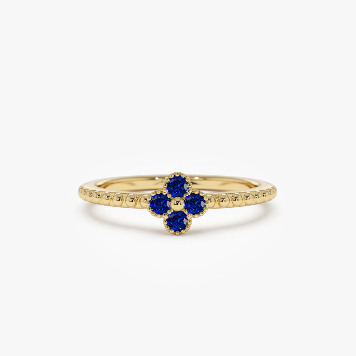 OBFJ1326 - Sapphire Clover Ring ring in selectable metal and diamond options - Roselle Jewelry view 1