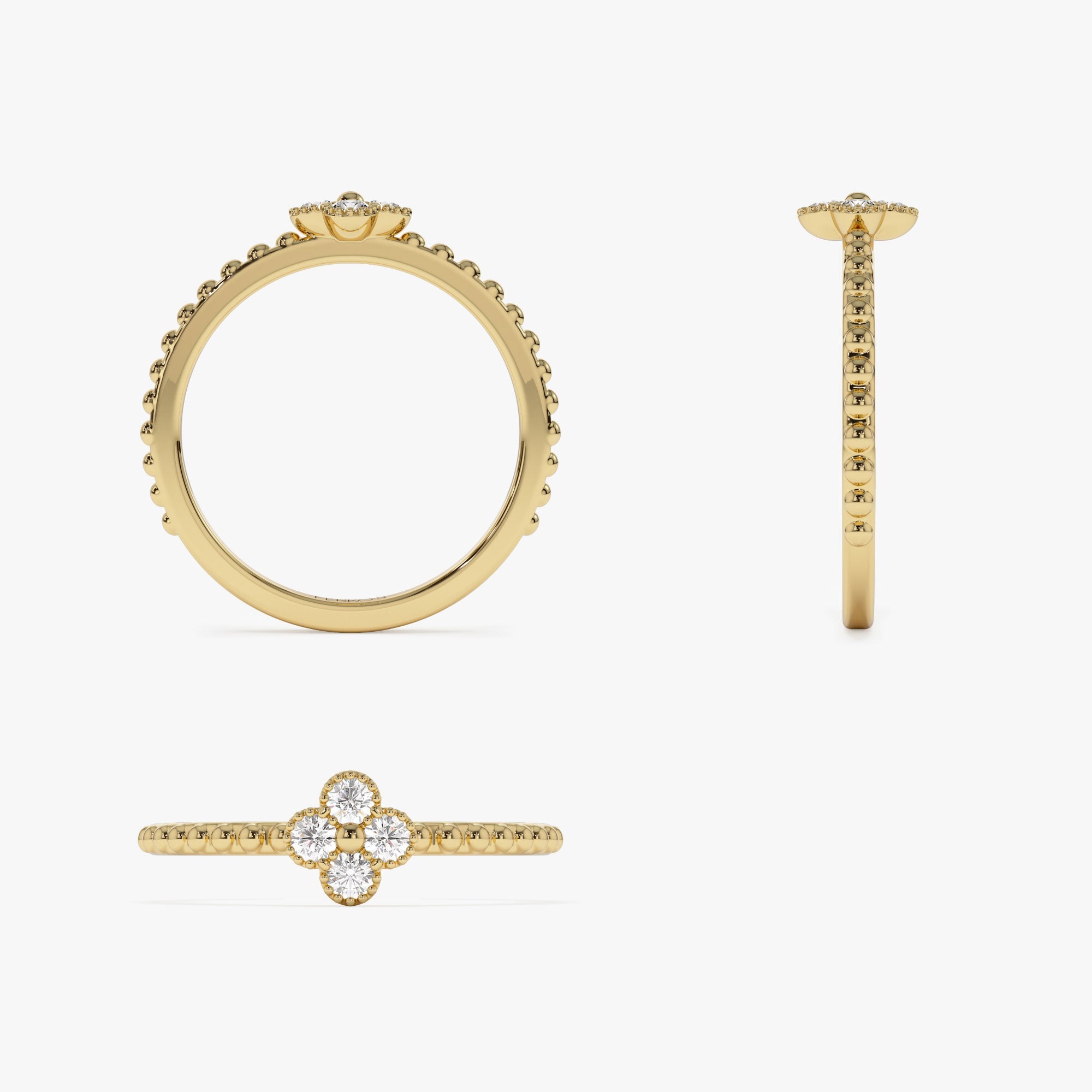 OBFJ1329 - 14k Diamond Clover Ring 8