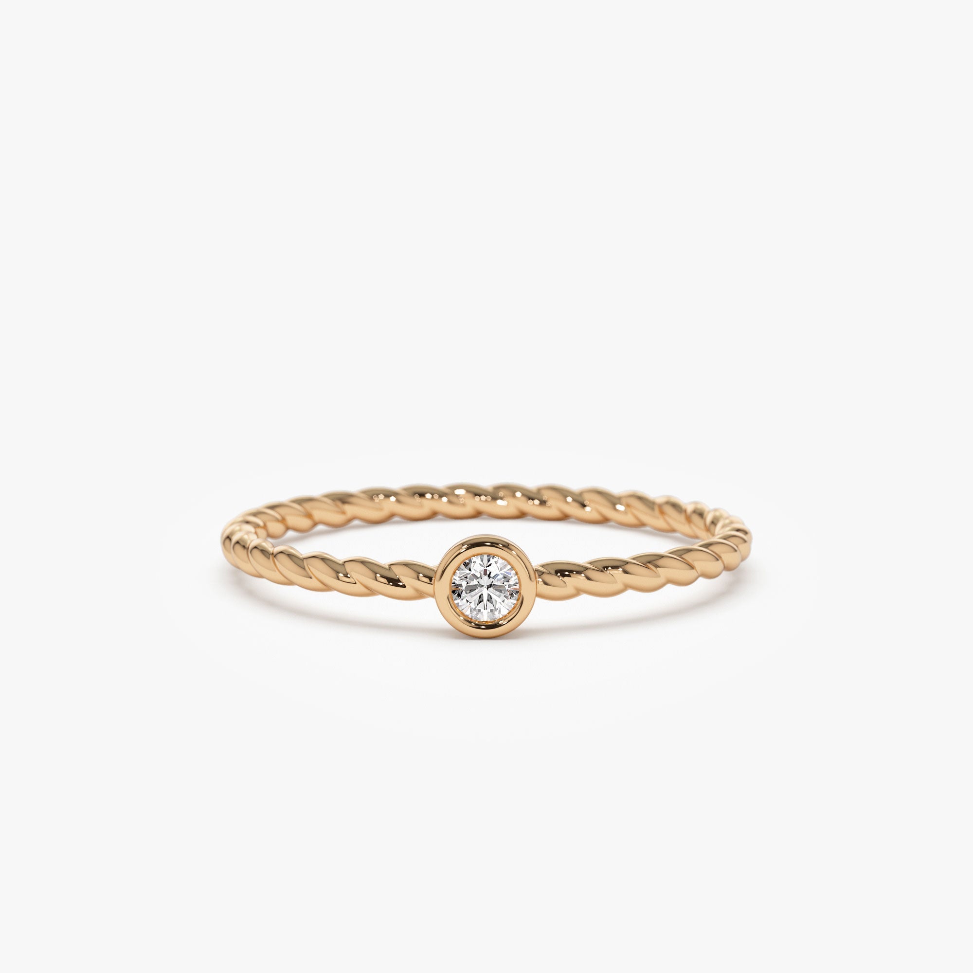 OBFJ0923 - 14K Diamond Bezel Twisted Engagement Ring 6