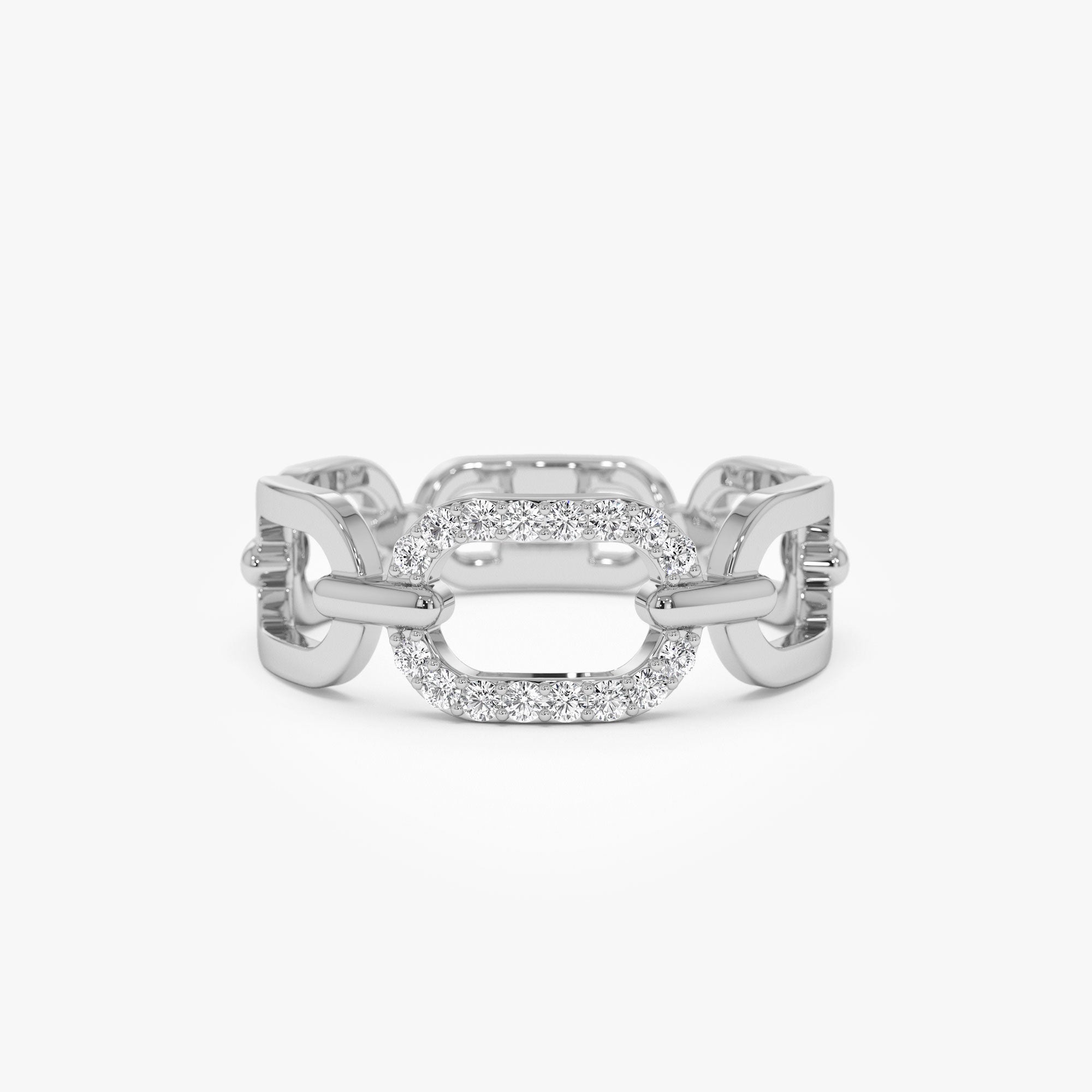 OBFJ1318 - 14k Diamond Buckle Chain Ring 7
