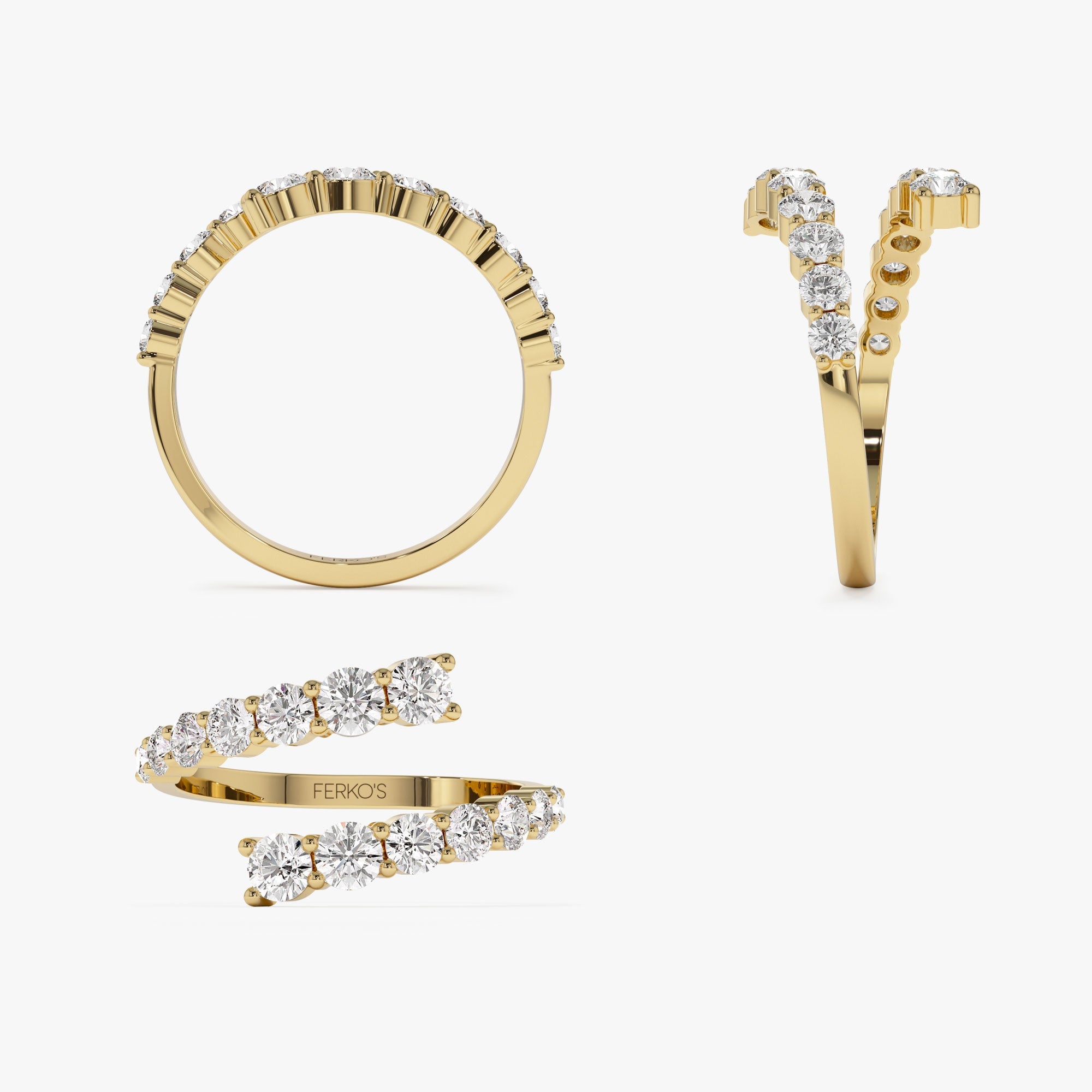 OBFJ1088 - 14k Cross Over Graduated Diamond Wrap Ring 10