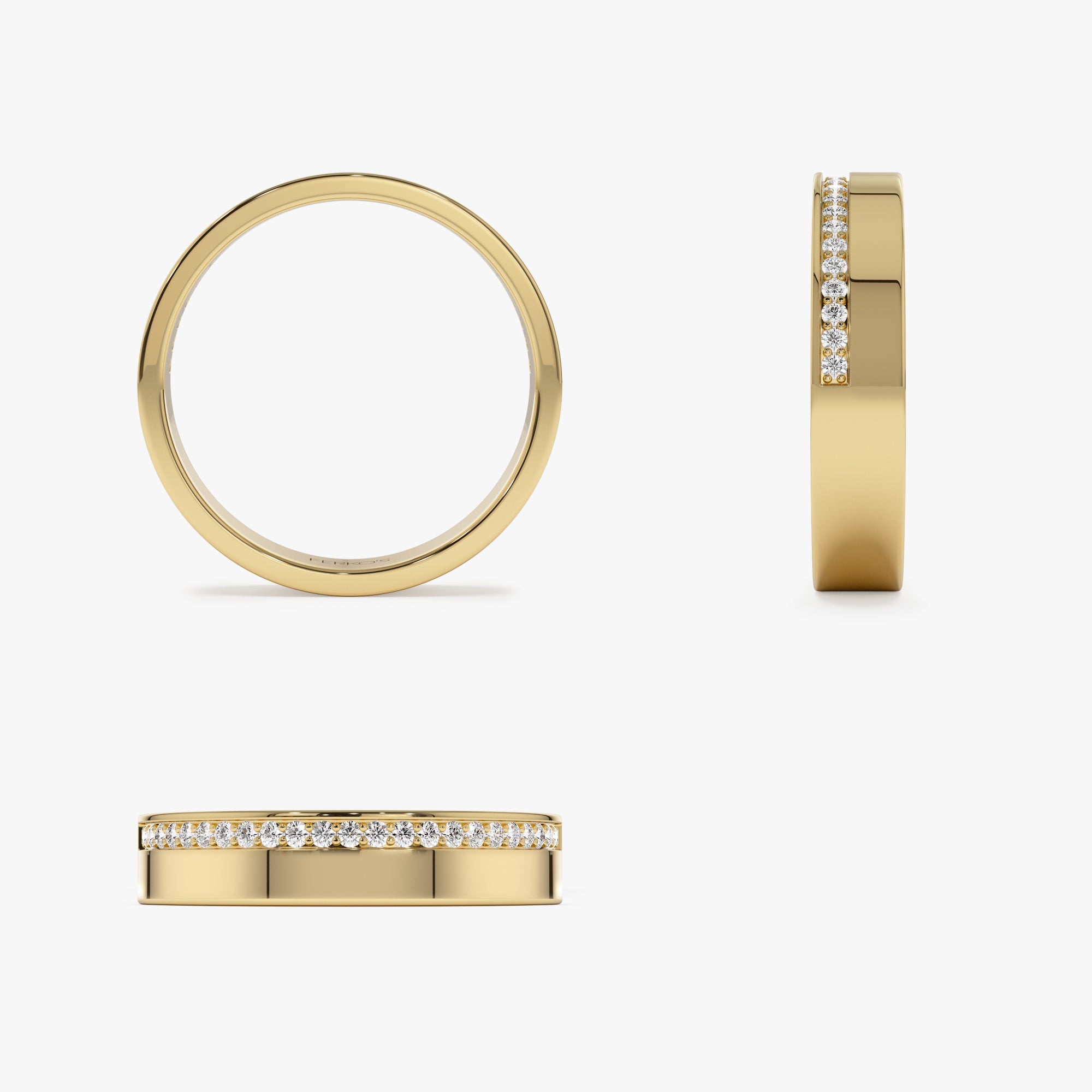 OBFJ1034 - 14K 4MM Half Eternity Diamond Wedding Band 9