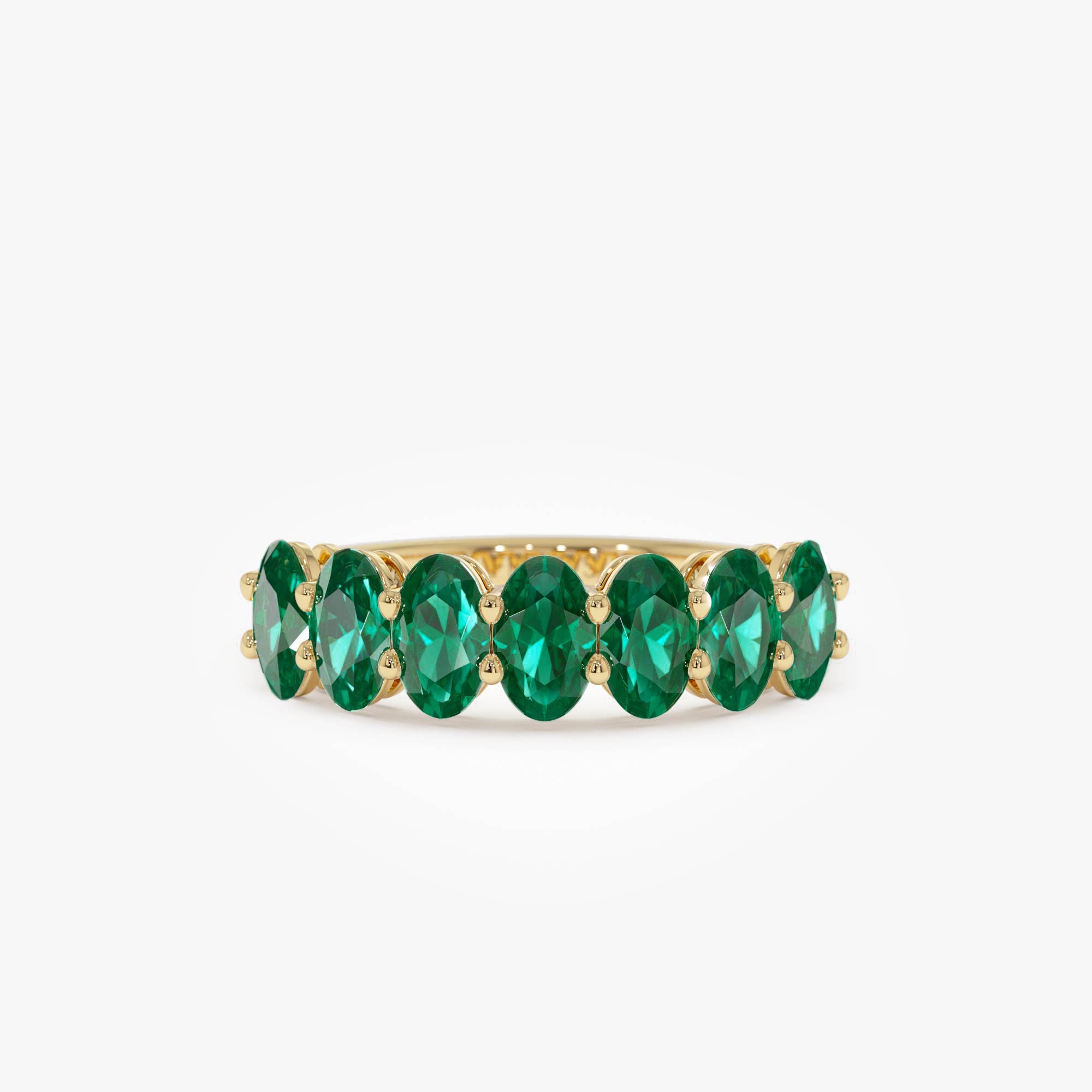 OBFJ0853 - 14k Oval Shaped Basket Setting Emerald Ring 1