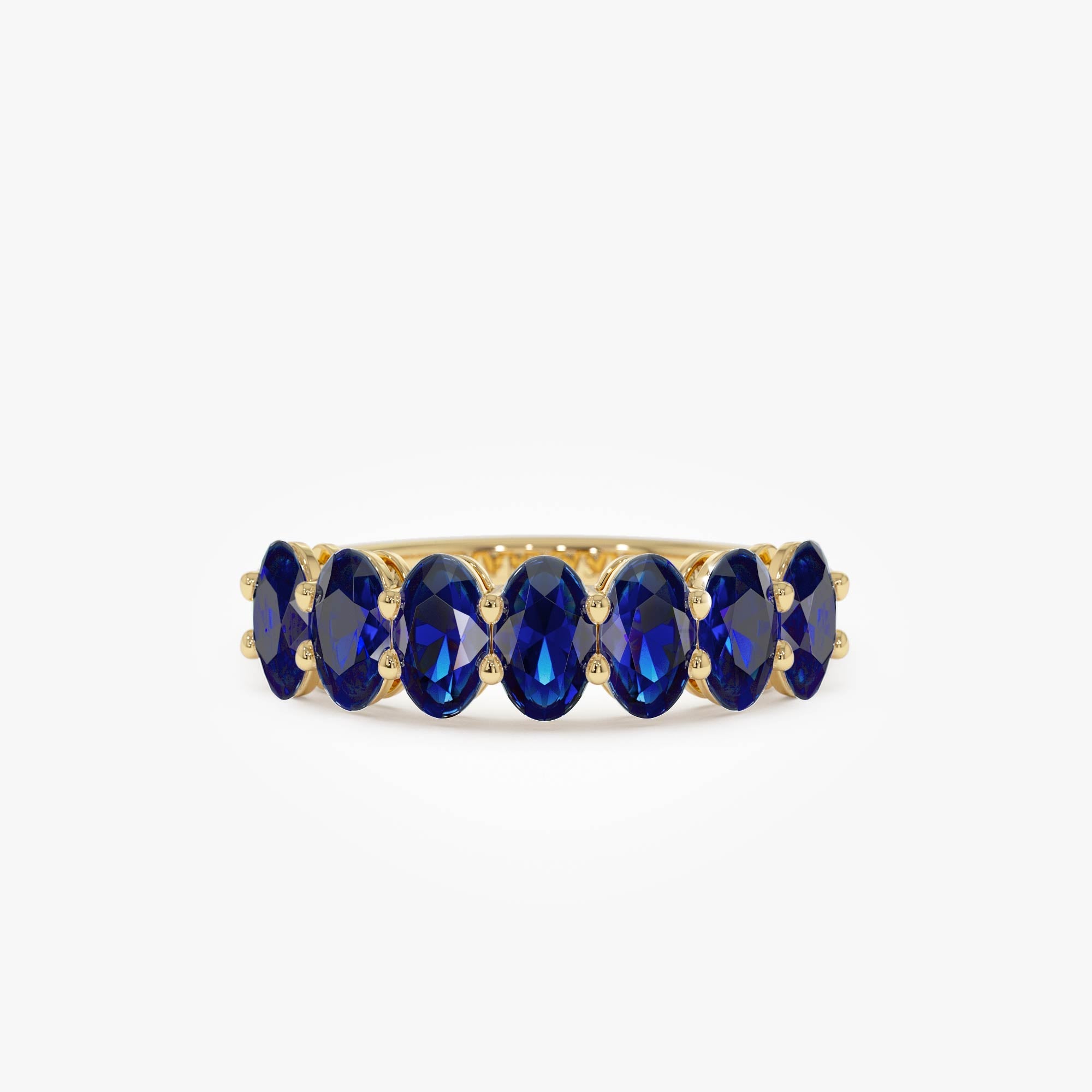 OBFJ0855 - 14k Oval Shaped Basket Setting Sapphire Ring 1