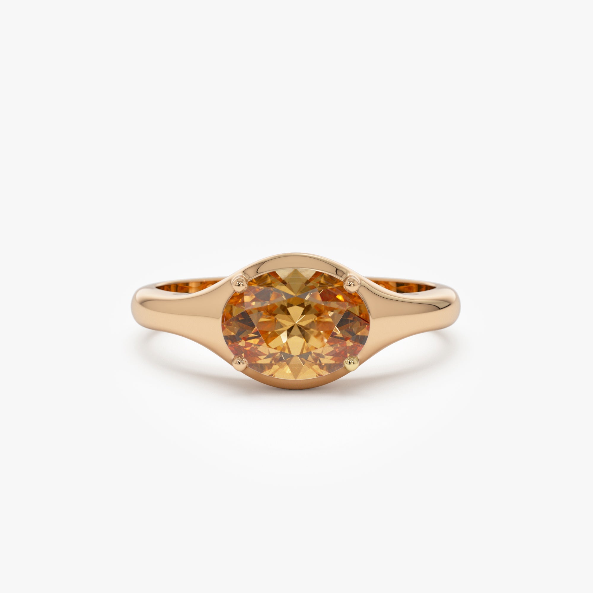 OBFJ0786 - 14K Oval Shape Prong Setting Citrine Ring 5