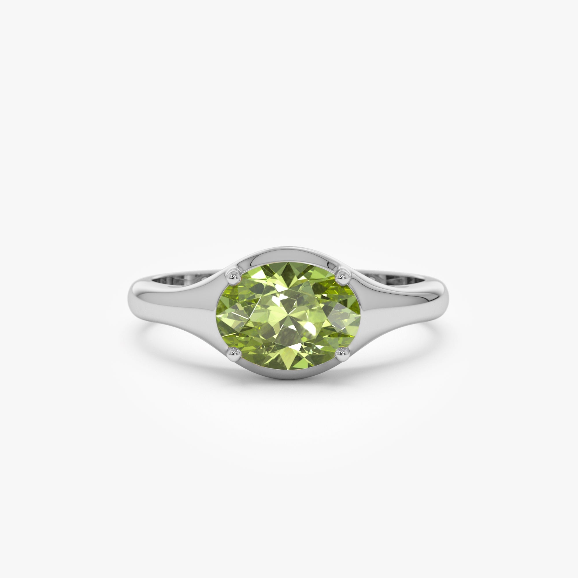 OBFJ0782 - 14K Oval Shape Prong Setting Peridot Ring 6