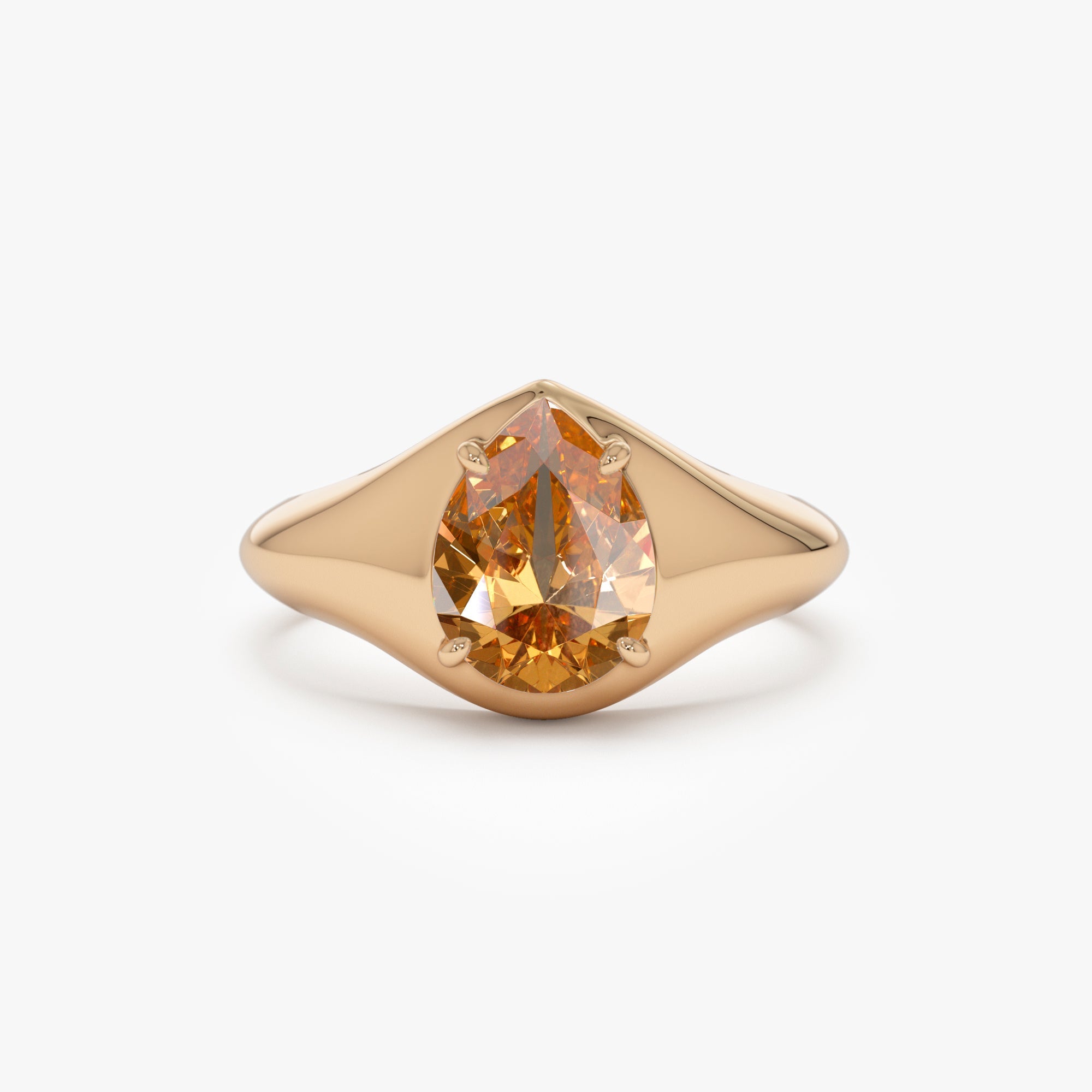OBFJ0779 - 14K Pear Shaped Citrine Statement Ring 5