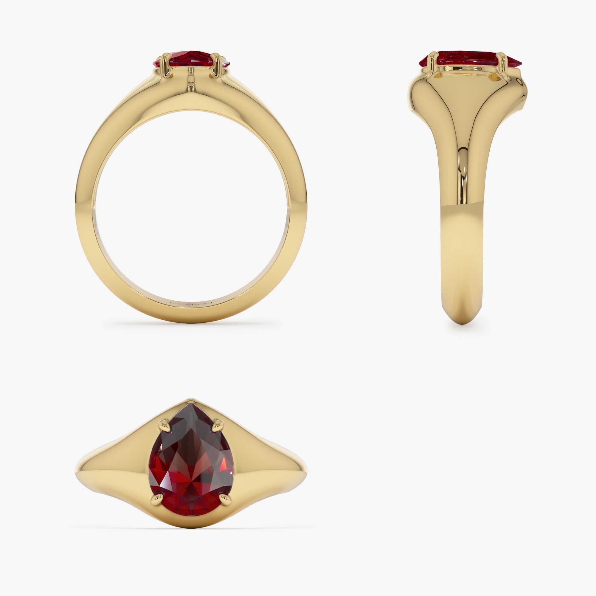 OBFJ0780 - 14K Pear Shaped Garnet Statement Ring 8