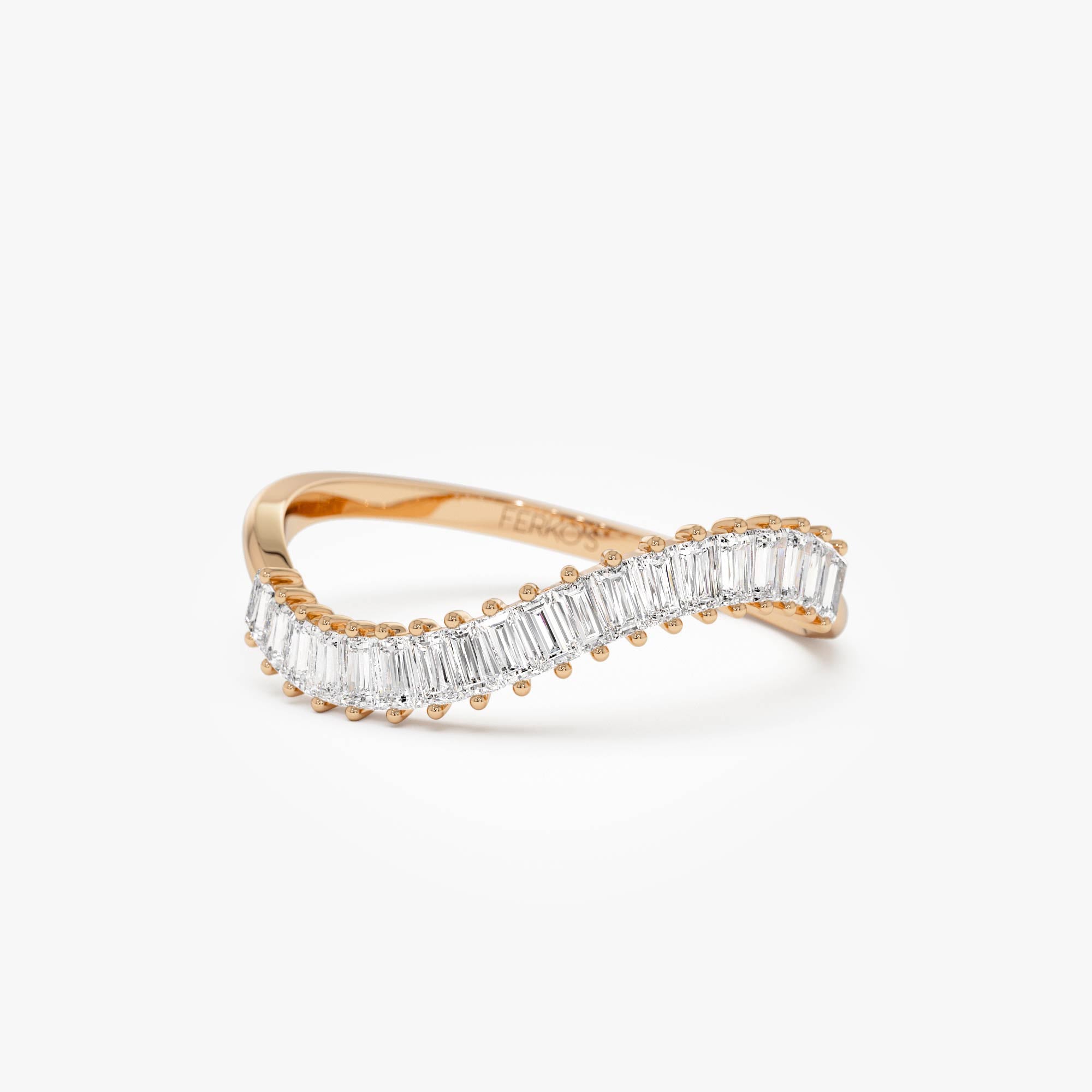 OBFJ0940 - 14k Unique Wave Design Baguette Diamond Ring 5