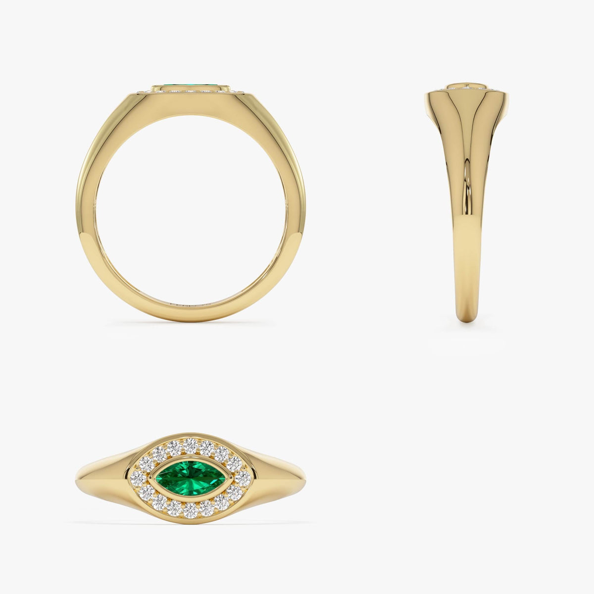OBFJ0642 - Marquise Emerald Halo Setting Ring ring in selectable metal and diamond options - Roselle Jewelry view 10