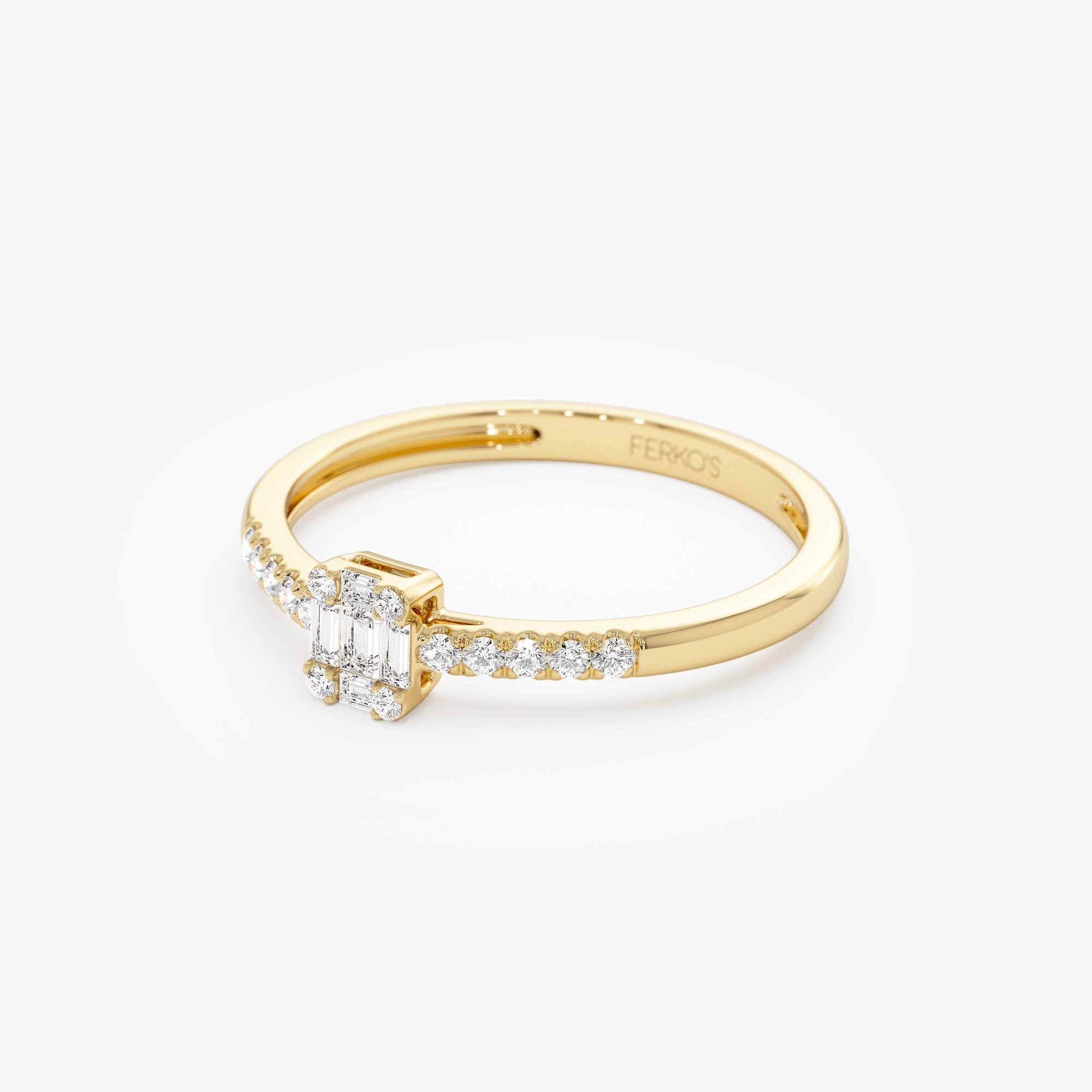 OBFJ0652 - 14k Baguette Diamond Cluster Stacking Pavé Band 8