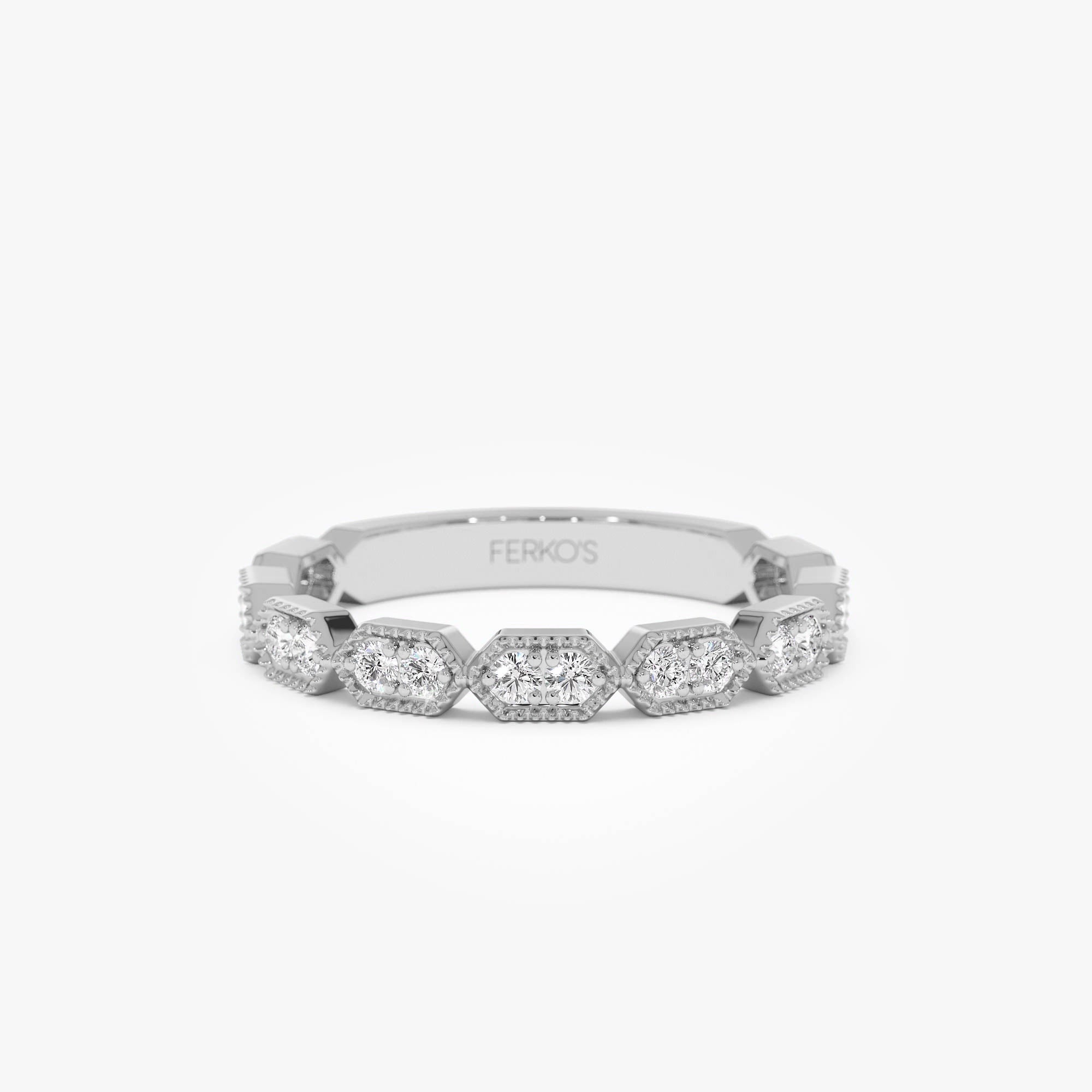 OBFJ0636 - 14k Stacking Filigree Diamond Ring 7